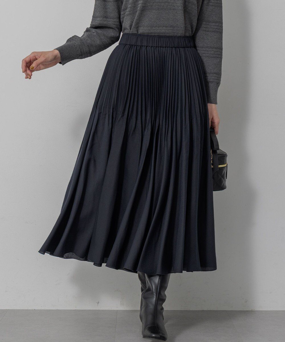 【組曲/KUMIKYOKU】の【加藤ローサさん着用】アンティークオーガンプリーツ スカート インテリア・キッズ・メンズ・レディースファッション・服の通販 founy(ファニー) 　ファッション　Fashion　レディースファッション　Fashion for Women　スカート　Skirts　プリーツスカート / 上品フェミニンスタイル　Pleated Skirts　オーガンジー　Organza Fabric　クラシック　Classic, Timeless Style　シルク　Silk, 100% Silk　フィット　Fit, Slim Fit　プリーツ　Pleats, Pleated　A/W・秋冬　Autumn/Winter　エレガント 上品　Elegant　ネイビー系|ID: prp329100004686875 ipo3291000000033996700
