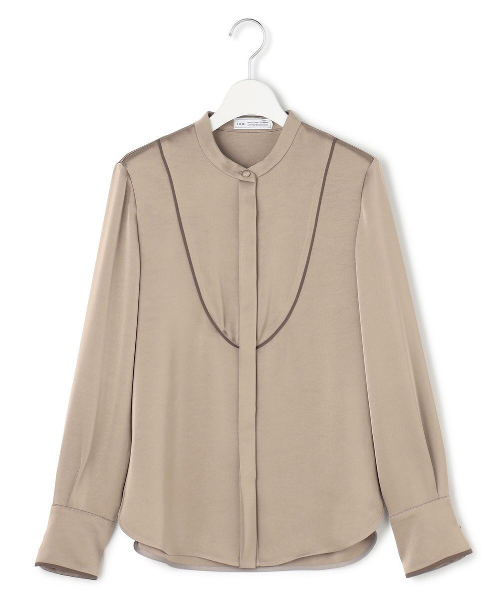 【アイシービー/iCB】の【WEB&一部店舗限定】 DrapySatin バンドカラーシャツ インテリア・キッズ・メンズ・レディースファッション・服の通販 founy(ファニー) ファッション Fashion レディースファッション Fashion for Women トップス・カットソー Cut & Sew Tops シャツ・ブラウス・オフィスカジュアル Elegant Blouses & Button-Ups インナー Innerwear カフス Cuff Design サテン Satin, Glossy Fabric シルク Silk, 100% Silk シンプル Simple, Minimal ダブル Double, Double-Breasted トリミング Trimming, Decorative Edge ドレープ Drape, Draping Fabric ビンテージ Vintage, Retro Style A/W・秋冬 Autumn/Winter 冬 Winter / This Winter エレガント 上品 Elegant 2025年 2025 2025-2026秋冬・A/W Autumn/Winter 2025–26 AW25–26 モカ系|ID: prp329100004686878 ipo3291000000033844044