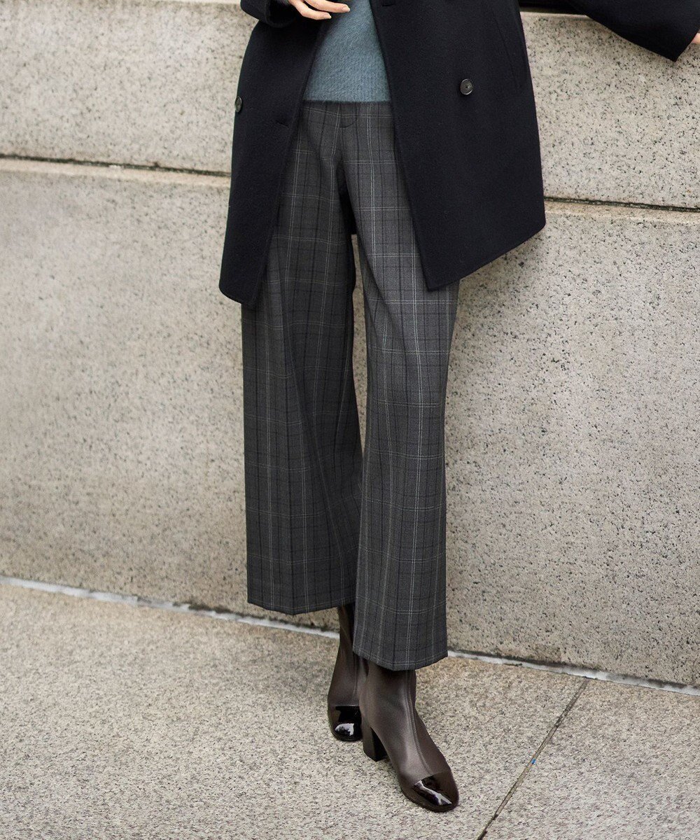 【自由区/JIYU-KU】のTRギャバ裏起毛チェック柄ワイド パンツ インテリア・キッズ・メンズ・レディースファッション・服の通販 founy(ファニー) 　ファッション　Fashion　レディースファッション　Fashion for Women　パンツ　Pants & Trousers　ギャザー　Gathered, Ruffled　ストレッチ　Stretch, Stretchy Fabric　チェック　Check, Plaid, Tartan　定番　Standard, Basic Item　ローズ　Rose, Rose Motif　ワイド　Wide, Wide Fit　A/W・秋冬　Autumn/Winter　チャコール系チェック|ID: prp329100004686887 ipo3291000000034475493