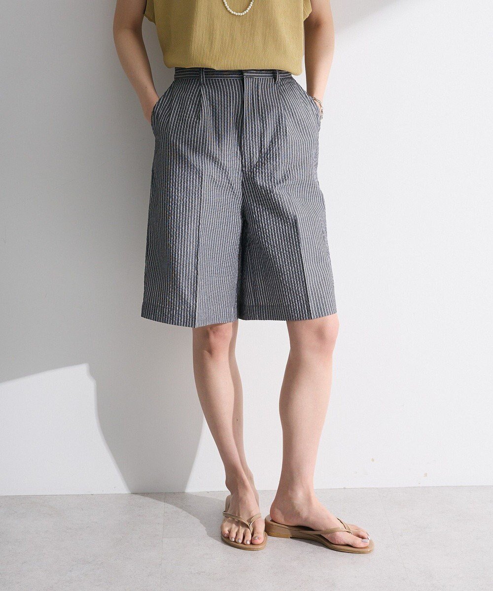 【グリーンパークス/Green Parks】の・ELENCARE DUE ストライプショートパンツ 人気、トレンドファッション・服の通販 founy(ファニー) 　ファッション　Fashion　レディースファッション　Fashion for Women　パンツ　Pants & Trousers　ショートパンツ・ハーフパンツ　High-Waisted & Relaxed Shorts　クール　Cool, Chic　サッカー　Seersucker, Summer Fabric　ショート　Short, Short Length　シンプル　Simple, Minimal　ストライプ　Stripe, Striped Pattern　ポケット　Pocket, Pocket Detail　ループ　Loop, Loop Knit　A/W・秋冬　Autumn/Winter　 other-1|ID: prp329100004686897 ipo3291000000033844134