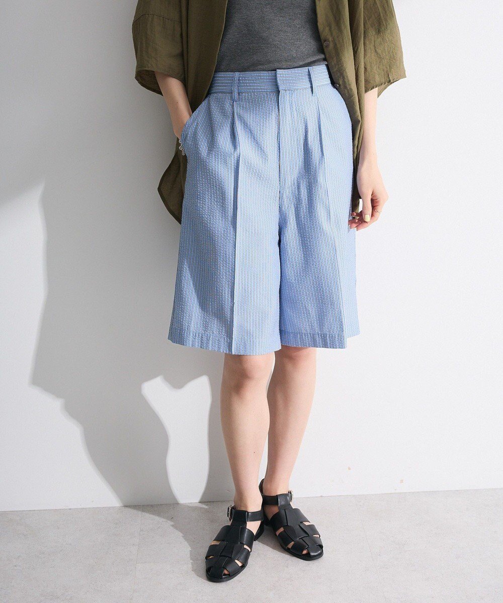 【グリーンパークス/Green Parks】の・ELENCARE DUE ストライプショートパンツ インテリア・キッズ・メンズ・レディースファッション・服の通販 founy(ファニー) 　ファッション　Fashion　レディースファッション　Fashion for Women　パンツ　Pants & Trousers　ショートパンツ・ハーフパンツ　High-Waisted & Relaxed Shorts　クール　Cool, Chic　サッカー　Seersucker, Summer Fabric　ショート　Short, Short Length　シンプル　Simple, Minimal　ストライプ　Stripe, Striped Pattern　ポケット　Pocket, Pocket Detail　ループ　Loop, Loop Knit　A/W・秋冬　Autumn/Winter　Sax Blue|ID: prp329100004686897 ipo3291000000033844137