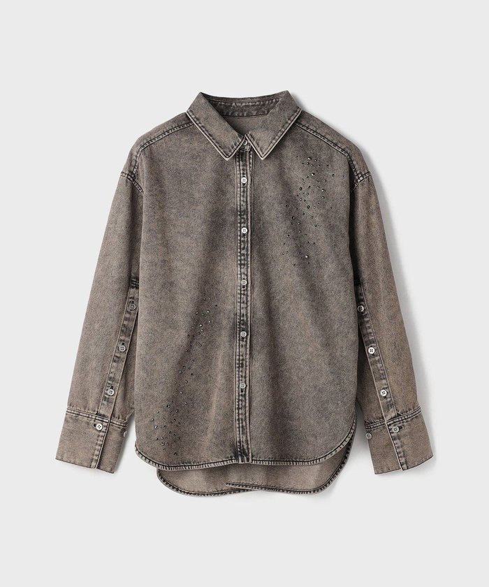 【グレース コンチネンタル/GRACE CONTINENTAL】のビジューデニムシャツ インテリア・キッズ・メンズ・レディースファッション・服の通販 founy(ファニー) https://founy.com/ ファッション Fashion レディースファッション Fashion for Women トップス・カットソー Cut & Sew Tops シャツ・ブラウス・オフィスカジュアル Elegant Blouses & Button-Ups 新作・新入荷 New Arrivals / New In スリット Slit, Slit Detail スリーブ Sleeve, Long Sleeve / Short Sleeve デニム Denim, Jeans Material バランス Balance, Style Balance ビジュー Bijou, Jewel-like Accent フェミニン Feminine, Girly A/W・秋冬 Autumn/Winter |ID: prp329100004686898 ipo3291000000033844142