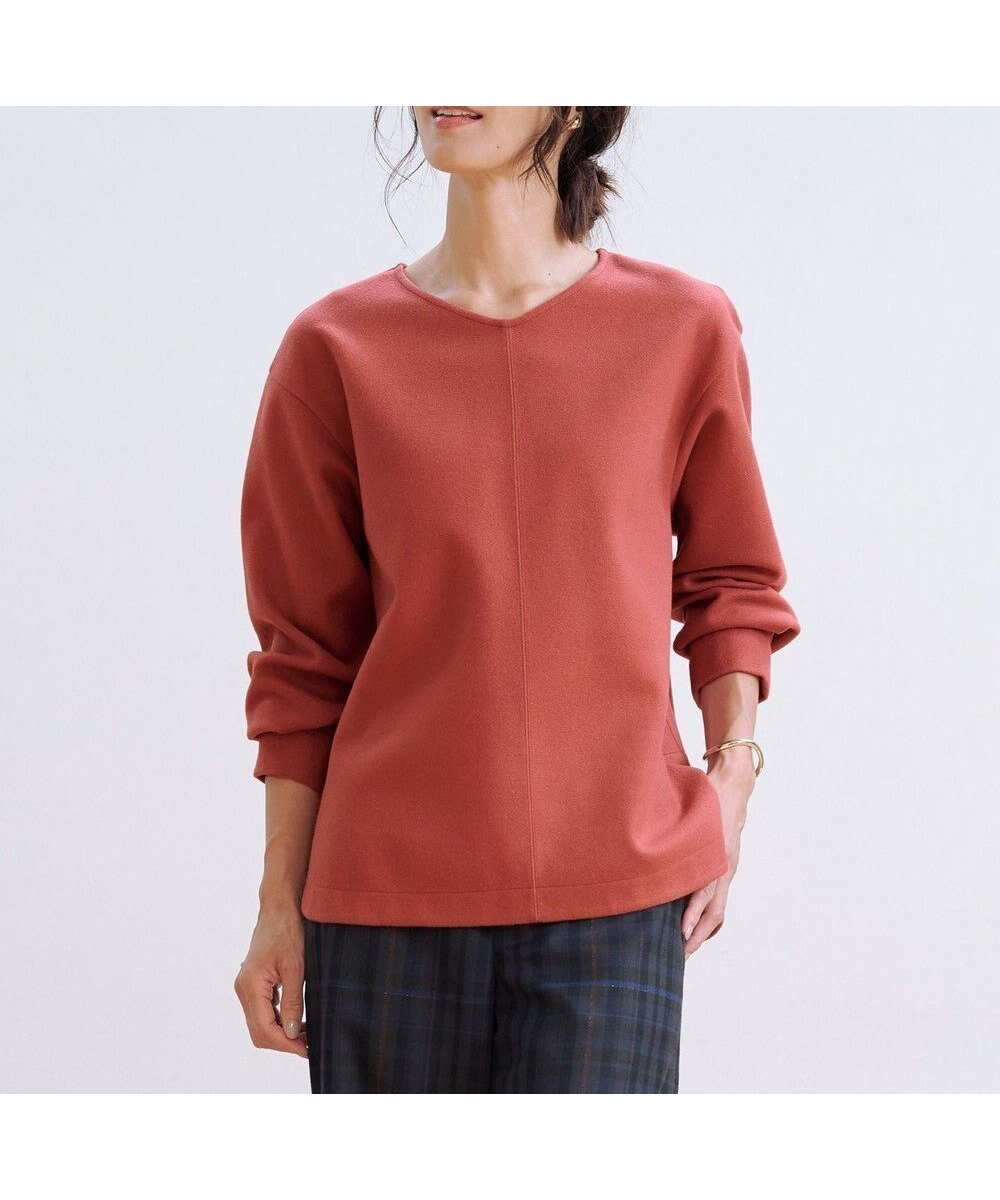 【ジェイ プレス/J.PRESS】のメルトンジャージー Vネック カットソー 人気、トレンドファッション・服の通販 founy(ファニー) ファッション Fashion レディースファッション Fashion for Women トップス・カットソー Cut & Sew Tops シャツ・ブラウス・オフィスカジュアル Elegant Blouses & Button-Ups ロングTシャツ・Tシャツ Longline T-Shirts & Tees カットソー・ベーシックTシャツ Cut-and-Sewn Tops / Stretch Tees & Basics Vネックトップス V-Neck Tops / V-Cut Neckline Shirts オレンジ Orange カットソー Cut and Sewn Top スリット Slit, Slit Detail セーター Sweater, Knitwear メルトン Melton, Heavy Wool リボン Ribbon, Bow レギュラー Regular, Standard Fit A/W・秋冬 Autumn/Winter other-1|ID: prp329100004686914 ipo3291000000034070761