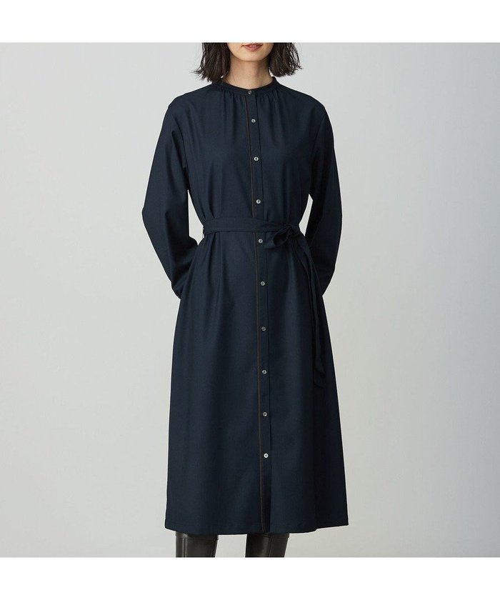 【ジェイ プレス/J.PRESS】の【洗える・UVケア】ギャバストレッチ ワンピース インテリア・キッズ・メンズ・レディースファッション・服の通販 founy(ファニー) https://founy.com/ ファッション Fashion レディースファッション Fashion for Women ワンピース Dresses シャツワンピース / 1枚で着映えコーデ Shirt Dresses 洗える Machine Washable パイピング Piping, Trim Design リボン Ribbon, Bow A/W・秋冬 Autumn/Winter エレガント 上品 Elegant |ID: prp329100004686916 ipo3291000000033844292
