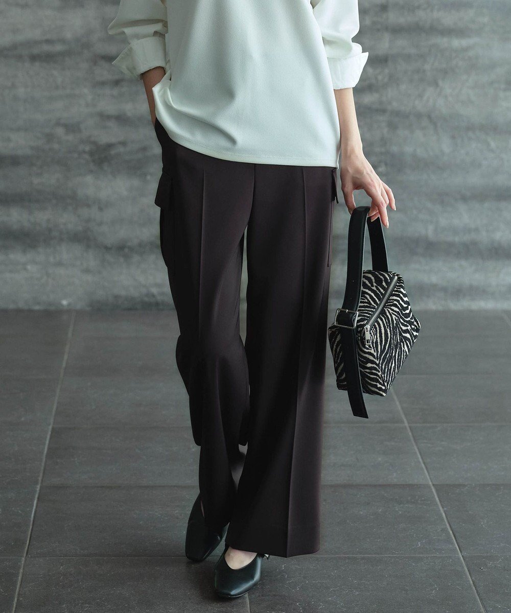 【アイシービー/iCB】の【スマートバック仕様・洗える】ストレッチダブルサテン カーゴパンツ インテリア・キッズ・メンズ・レディースファッション・服の通販 founy(ファニー) 　ファッション　Fashion　レディースファッション　Fashion for Women　パンツ　Pants & Trousers　バッグ　Bags　洗える　Machine Washable　カーゴパンツ　Cargo Pants, Utility Pants　サテン　Satin, Glossy Fabric　ジャケット　Jacket, Outerwear　ストレッチ　Stretch, Stretchy Fabric　スマート　Smart, Elegant　ダブル　Double, Double-Breasted　ポケット　Pocket, Pocket Detail　ミリタリー　Military, Army Style　ラップ　Wrap, Wrap Design　A/W・秋冬　Autumn/Winter　エレガント 上品　Elegant　2025年　2025　2025-2026秋冬・A/W　Autumn/Winter 2025–26 AW25–26　ダークブラウン系|ID: prp329100004686939 ipo3291000000034081713