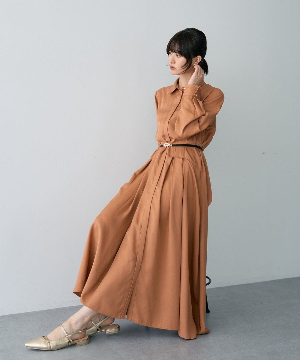 【イェッカ ヴェッカ/YECCA VECCA】のタックデザインシャツワンピース インテリア・キッズ・メンズ・レディースファッション・服の通販 founy(ファニー) ファッション Fashion レディースファッション Fashion for Women ワンピース Dresses シャツワンピース / 1枚で着映えコーデ Shirt Dresses ギャザー Gathered, Ruffled ツイル Twist, Twisted Detail フィット Fit, Slim Fit フレア Flare, Flared フロント Front, Front Design ポケット Pocket, Pocket Detail エレガント 上品 Elegant A/W・秋冬 Autumn/Winter 羽織 Haori, Light Jacket Camel|ID: prp329100004686952 ipo3291000000033844502