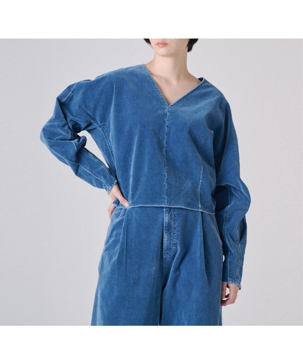 【リポトレンタアンニ/Ripo trenta anni】のINDIGO VELOUR プルオーバー インテリア・キッズ・メンズ・レディースファッション・服の通販 founy(ファニー) ファッション Fashion レディースファッション Fashion for Women トップス・カットソー Cut & Sew Tops シャツ・ブラウス・オフィスカジュアル Elegant Blouses & Button-Ups カジュアルプルオーバー・ニットトップス Pullovers & Knit Tops / Casual Pullovers ベロアトップス Velour Tops / Velvet-Look Items インディゴ Indigo Denim コンパクト Compact, Small Size ショート Short, Short Length スタイリッシュ Stylish, Fashionable セットアップ Set-Up, Coordinated Outfit デニム Denim, Jeans Material フロント Front, Front Design ベロア Velour, Soft Velvet A/W・秋冬 Autumn/Winter エレガント 上品 Elegant BLUE|ID: prp329100004686961 ipo3291000000033844550