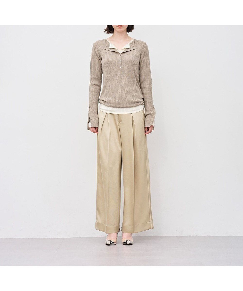 【アンクレイヴ/uncrave】の【手洗い可】シャイニーダブルサテン ワイドパンツ インテリア・キッズ・メンズ・レディースファッション・服の通販 founy(ファニー) 　ファッション　Fashion　レディースファッション　Fashion for Women　パンツ　Pants & Trousers　サテン　Satin, Glossy Fabric　ジャケット　Jacket, Outerwear　ダブル　Double, Double-Breasted　ドレープ　Drape, Draping Fabric　パイピング　Piping, Trim Design　フレア　Flare, Flared　ワイド　Wide, Wide Fit　ワッシャー　Washer, Crinkled Finish　A/W・秋冬　Autumn/Winter　ゴールドベージュ|ID: prp329100004686985 ipo3291000000033844712