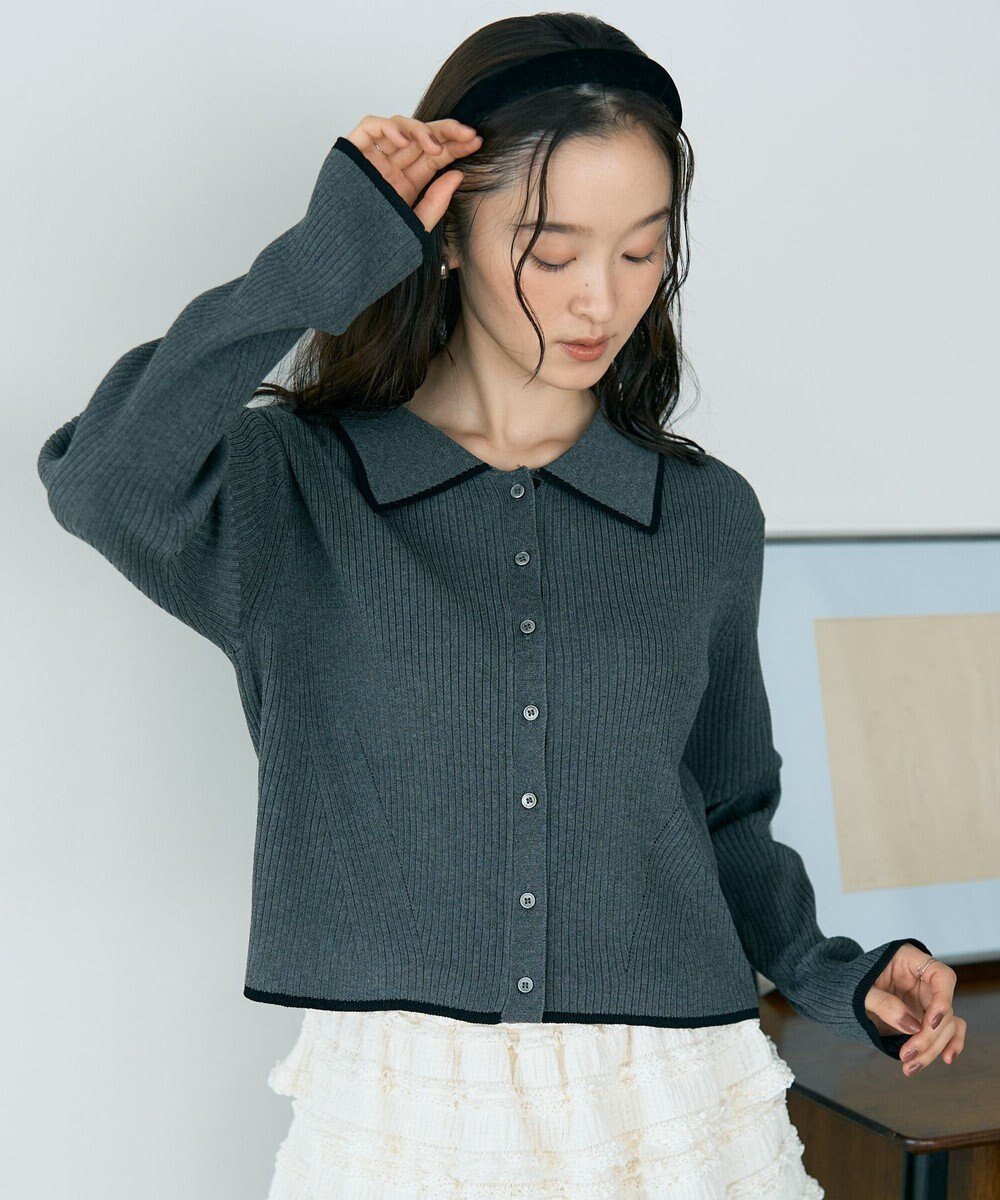 【アースミュージックアンドエコロジー/earth music&ecology】のバイカラートリムニットカーディガン インテリア・キッズ・メンズ・レディースファッション・服の通販 founy(ファニー) ファッション Fashion レディースファッション Fashion for Women トップス・カットソー Cut & Sew Tops ニット Knit Tops & Sweaters カーディガン・羽織り Layered Style Cardigans カーディガン Cardigan, Knitwear コンパクト Compact, Small Size フィット Fit, Slim Fit ポケット Pocket, Pocket Detail A/W・秋冬 Autumn/Winter Charcoal Gray|ID: prp329100004687010 ipo3291000000033844889