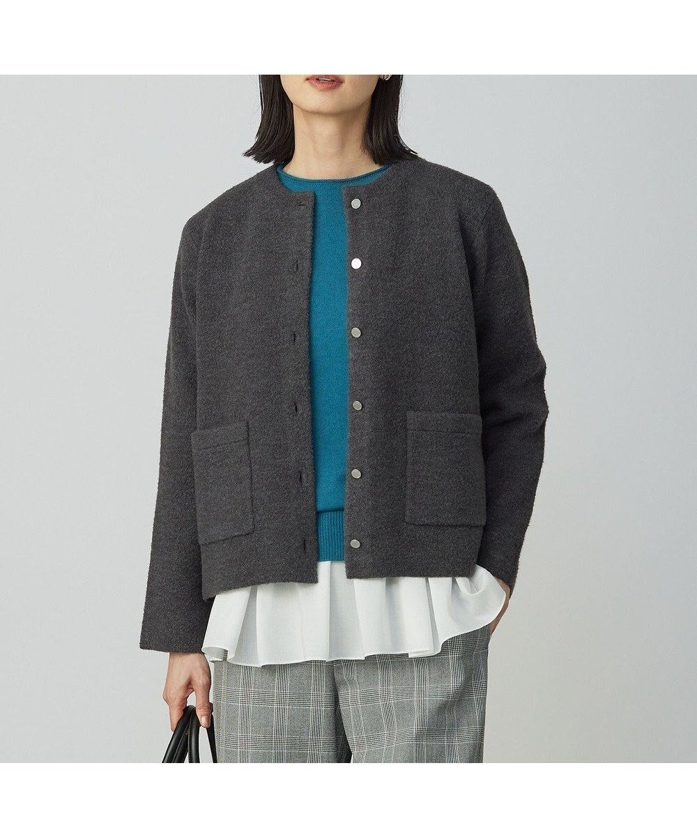 【ジェイ プレス/J.PRESS】のBOUCLE ニット アウター インテリア・キッズ・メンズ・レディースファッション・服の通販 founy(ファニー) 　ファッション　Fashion　レディースファッション　Fashion for Women　トップス・カットソー　Cut & Sew Tops　ニット　Knit Tops & Sweaters　カーディガン・羽織り　Layered Style Cardigans　カーディガン　Cardigan, Knitwear　ストレッチ　Stretch, Stretchy Fabric　タートルネック　Turtleneck, High Neck　ダブル　Double, Double-Breasted　フェイス　Face, Facial Design　ラウンド　Round, Round Neck　エレガント 上品　Elegant　A/W・秋冬　Autumn/Winter　スレート系|ID: prp329100004687021 ipo3291000000033844981