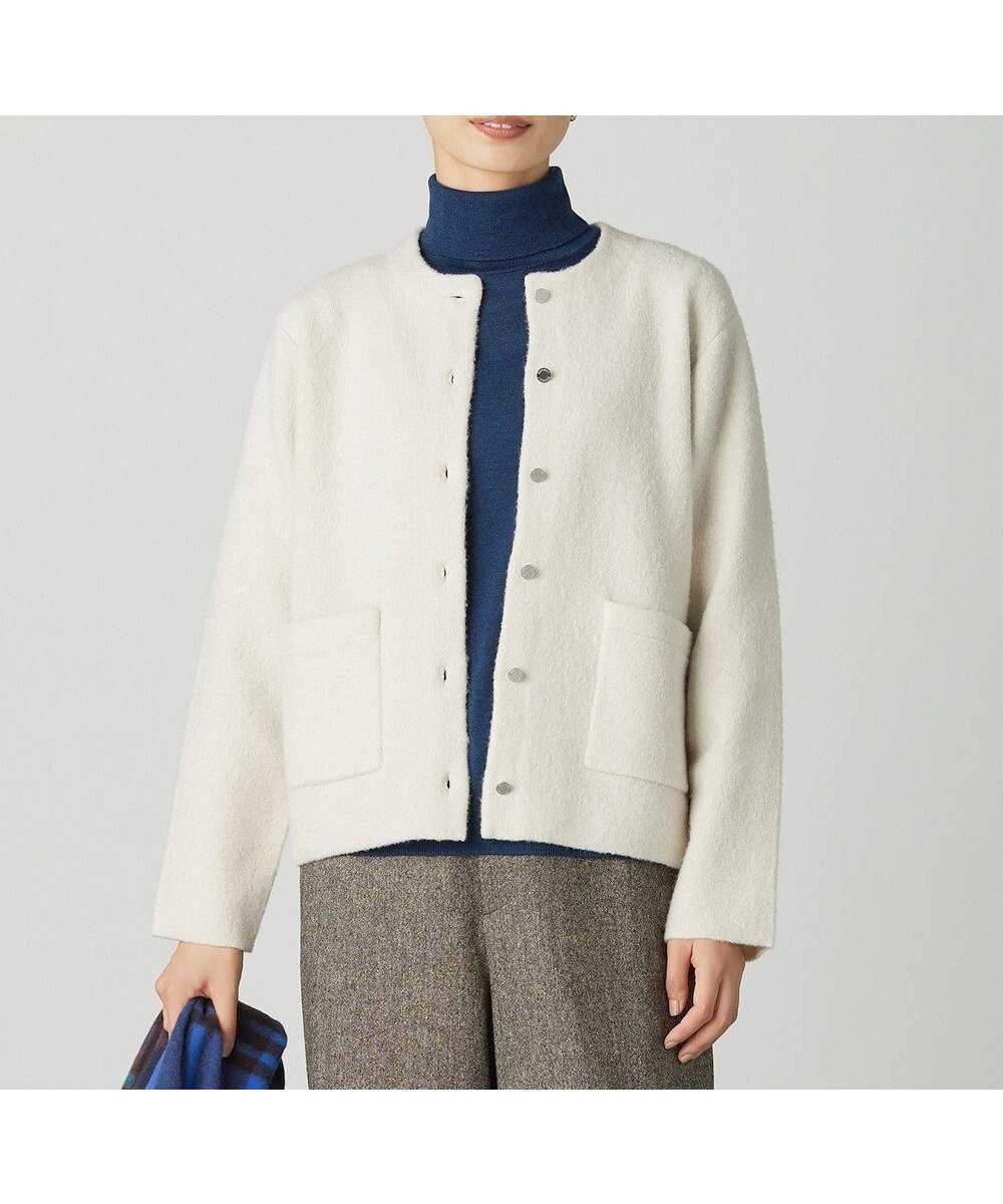 【ジェイ プレス/J.PRESS】のBOUCLE ニット アウター インテリア・キッズ・メンズ・レディースファッション・服の通販 founy(ファニー) 　ファッション　Fashion　レディースファッション　Fashion for Women　トップス・カットソー　Cut & Sew Tops　ニット　Knit Tops & Sweaters　カーディガン・羽織り　Layered Style Cardigans　カーディガン　Cardigan, Knitwear　ストレッチ　Stretch, Stretchy Fabric　タートルネック　Turtleneck, High Neck　ダブル　Double, Double-Breasted　フェイス　Face, Facial Design　ラウンド　Round, Round Neck　エレガント 上品　Elegant　A/W・秋冬　Autumn/Winter　ベージュ系|ID: prp329100004687021 ipo3291000000033844982