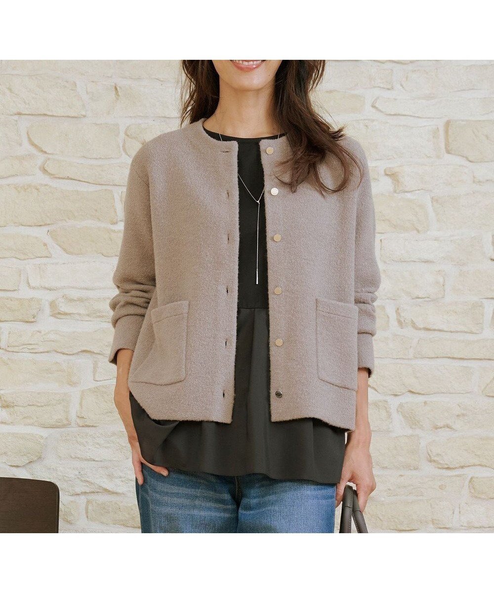 【ジェイ プレス/J.PRESS】のBOUCLE ニット アウター インテリア・キッズ・メンズ・レディースファッション・服の通販 founy(ファニー) 　ファッション　Fashion　レディースファッション　Fashion for Women　トップス・カットソー　Cut & Sew Tops　ニット　Knit Tops & Sweaters　カーディガン・羽織り　Layered Style Cardigans　カーディガン　Cardigan, Knitwear　ストレッチ　Stretch, Stretchy Fabric　タートルネック　Turtleneck, High Neck　ダブル　Double, Double-Breasted　フェイス　Face, Facial Design　ラウンド　Round, Round Neck　エレガント 上品　Elegant　A/W・秋冬　Autumn/Winter　モカ系|ID: prp329100004687021 ipo3291000000034070771