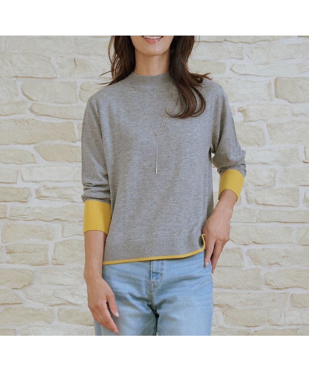 【ジェイ プレス/J.PRESS】のSOFT TOUCH WOOL ブロッキング ニット インテリア・キッズ・メンズ・レディースファッション・服の通販 founy(ファニー) ファッション Fashion レディースファッション Fashion for Women トップス・カットソー Cut & Sew Tops ニット Knit Tops & Sweaters イエロー Yellow シンプル Simple, Minimal セーター Sweater, Knitwear ブロッキング Color Blocking, Panel Design A/W・秋冬 Autumn/Winter エレガント 上品 Elegant グレー×イエロー系|ID: prp329100004687032 ipo3291000000034070775