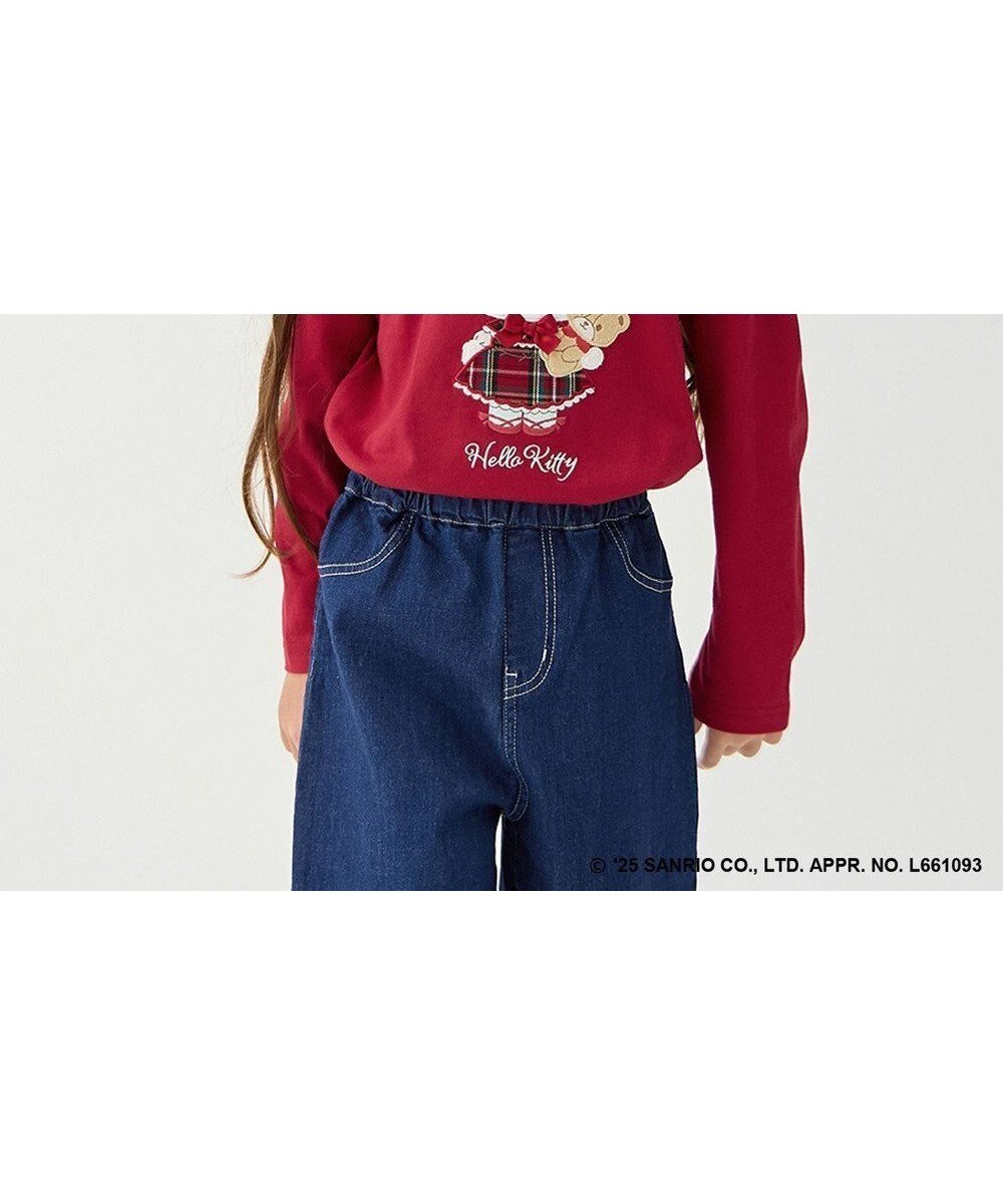 【エニィ/ANY / KIDS】の【ハローキティ×ANY KIDS】アップリケ 長袖Tシャツ インテリア・キッズ・メンズ・レディースファッション・服の通販 founy(ファニー) 　ファッション　Fashion　キッズファッション　Fashion for Kids　トップス・カットソー　Cut & Sew Tops　秋　Autumn　カットソー　Cut and Sewn Top　キュロット　Culottes, Wide Shorts　チェック　Check, Plaid, Tartan　ドッキング　Docking, Mixed Material　長袖　Long Sleeve, Full Sleeve　パーカー　Hoodie, Parka　ポシェット　Pochette, Mini Bag　リボン　Ribbon, Bow　A/W・秋冬　Autumn/Winter　レッド|ID: prp329100004687979 ipo3291000000033853237