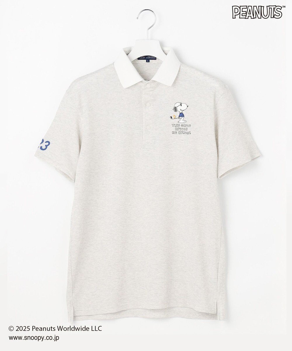 【23区 ゴルフ/23区GOLF / MEN】の【MEN】『PEANUTS』コラボ 「JOE COOL」半袖ポロシャツ インテリア・キッズ・メンズ・レディースファッション・服の通販 founy(ファニー) 　ファッション　Fashion　メンズファッション　Fashion for Men　トップス・カットソー　Cut & Sew Tops　メンズシャツ　Shirts　ポロシャツ / きれいめカジュアルスタイル　Polo Shirts　ゴルフ　Golf　おすすめ　Recommended / Our Picks　キャラクター　Character, Licensed Characters　クール　Cool, Chic　コラボ　Collaboration, Collab　サングラス　Sunglasses, Shades　ストレッチ　Stretch, Stretchy Fabric　ポロシャツ　Polo Shirt, Collared Tee　半袖　Short Sleeve, Half Sleeve　吸水　Absorbent, Quick-Dry　定番　Standard, Basic Item　A/W・秋冬　Autumn/Winter　ライトグレー系|ID: prp329100004688053 ipo3291000000033853512