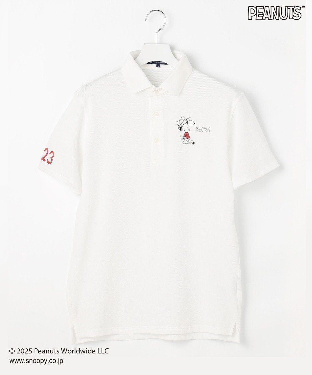 【23区 ゴルフ/23区GOLF / MEN】の【MEN】『PEANUTS』コラボ 「JOE COOL」半袖ポロシャツ インテリア・キッズ・メンズ・レディースファッション・服の通販 founy(ファニー) 　ファッション　Fashion　メンズファッション　Fashion for Men　トップス・カットソー　Cut & Sew Tops　メンズシャツ　Shirts　ポロシャツ / きれいめカジュアルスタイル　Polo Shirts　ゴルフ　Golf　おすすめ　Recommended / Our Picks　キャラクター　Character, Licensed Characters　クール　Cool, Chic　コラボ　Collaboration, Collab　サングラス　Sunglasses, Shades　ストレッチ　Stretch, Stretchy Fabric　ポロシャツ　Polo Shirt, Collared Tee　半袖　Short Sleeve, Half Sleeve　吸水　Absorbent, Quick-Dry　定番　Standard, Basic Item　A/W・秋冬　Autumn/Winter　ホワイト系|ID: prp329100004688053 ipo3291000000035594154
