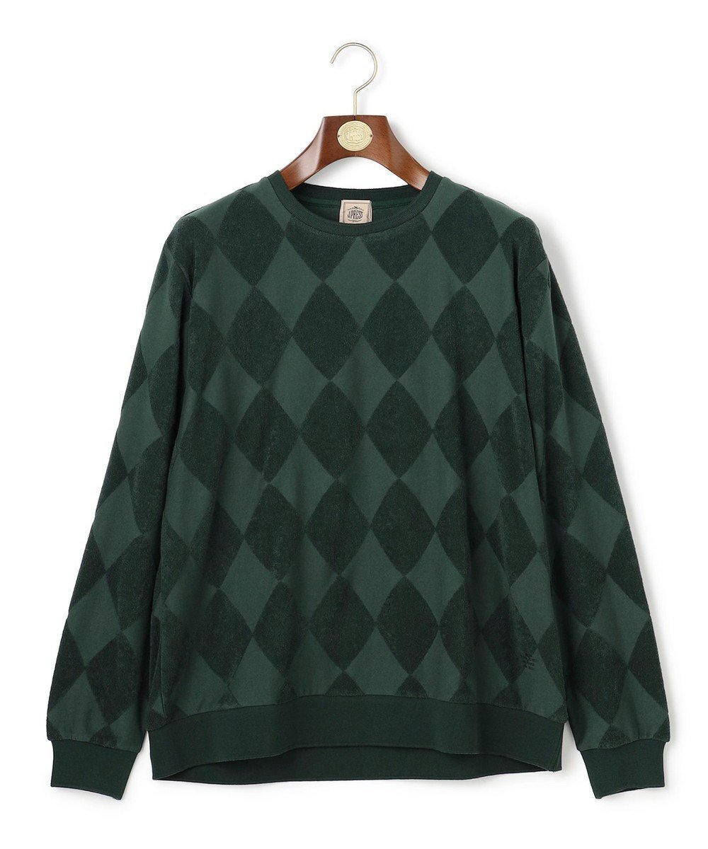 【ジェイ プレス/J.PRESS / MEN】のアーガイルワントーンリンクス ロングスリーブ Tシャツ インテリア・キッズ・メンズ・レディースファッション・服の通販 founy(ファニー) 　ファッション　Fashion　メンズファッション　Fashion for Men　トップス・カットソー　Cut & Sew Tops　メンズシャツ　Shirts　カットソー　Cut and Sewn Top　クラシカル　Classical, Vintage-Inspired　ジャカード／ジャガード　Jacquard, Woven Pattern　スウェット / スエット　Sweatshirt, Sweatwear　スリーブ　Sleeve, Long Sleeve / Short Sleeve　バランス　Balance, Style Balance　フィット　Fit, Slim Fit　プリント　Print, Printed Pattern　レギュラー　Regular, Standard Fit　ロング　Long, Long-Length　ワンポイント　One Point, Statement Accent　A/W・秋冬　Autumn/Winter　エレガント 上品　Elegant　グリーン系|ID: prp329100004688058 ipo3291000000033853526