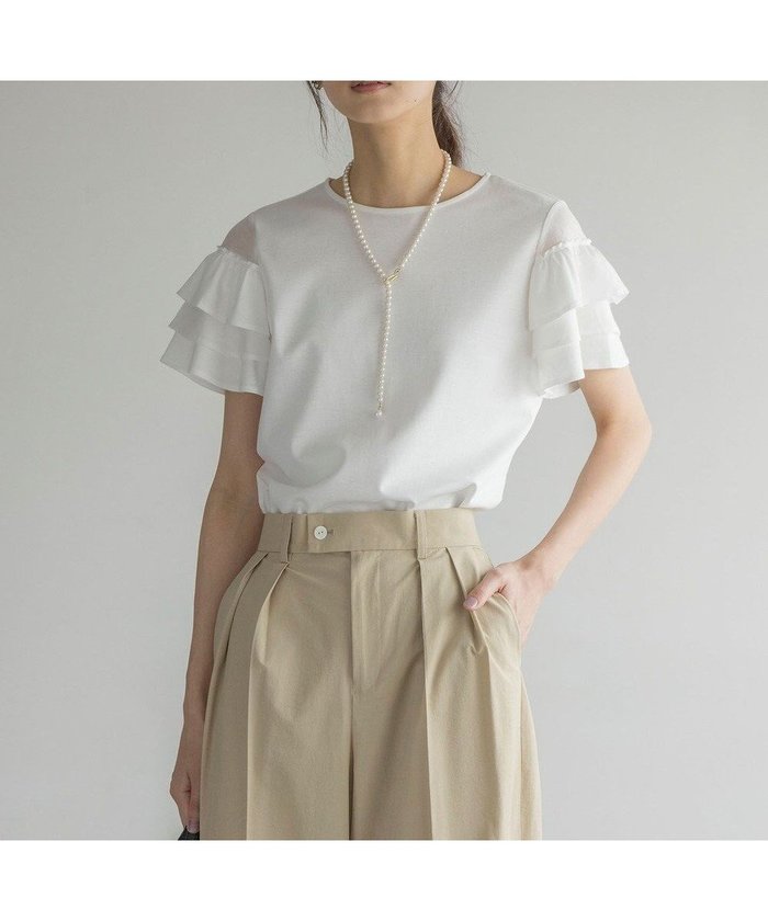 【組曲/KUMIKYOKU】のコットンポンチシア-スリーブ ブラウス インテリア・キッズ・メンズ・レディースファッション・服の通販 founy(ファニー) https://founy.com/ ファッション Fashion レディースファッション Fashion for Women トップス・カットソー Cut & Sew Tops シャツ・ブラウス・オフィスカジュアル Elegant Blouses & Button-Ups ロングTシャツ・Tシャツ Longline T-Shirts & Tees カットソー・ベーシックTシャツ Cut-and-Sewn Tops / Stretch Tees & Basics 春 Spring カットソー Cut and Sewn Top シアー Sheer, See-Through シルケット Silket, Silky Cotton スリット Slit, Slit Detail スリーブ Sleeve, Long Sleeve / Short Sleeve センター Center, Center Line ティアード Tiered, Tiered Style ドレープ Drape, Draping Fabric フレア Flare, Flared S/S・春夏 SS, Spring/Summer, Warm Season 夏 Summer エレガント 上品 Elegant |ID: prp329100004688069 ipo3291000000034398182