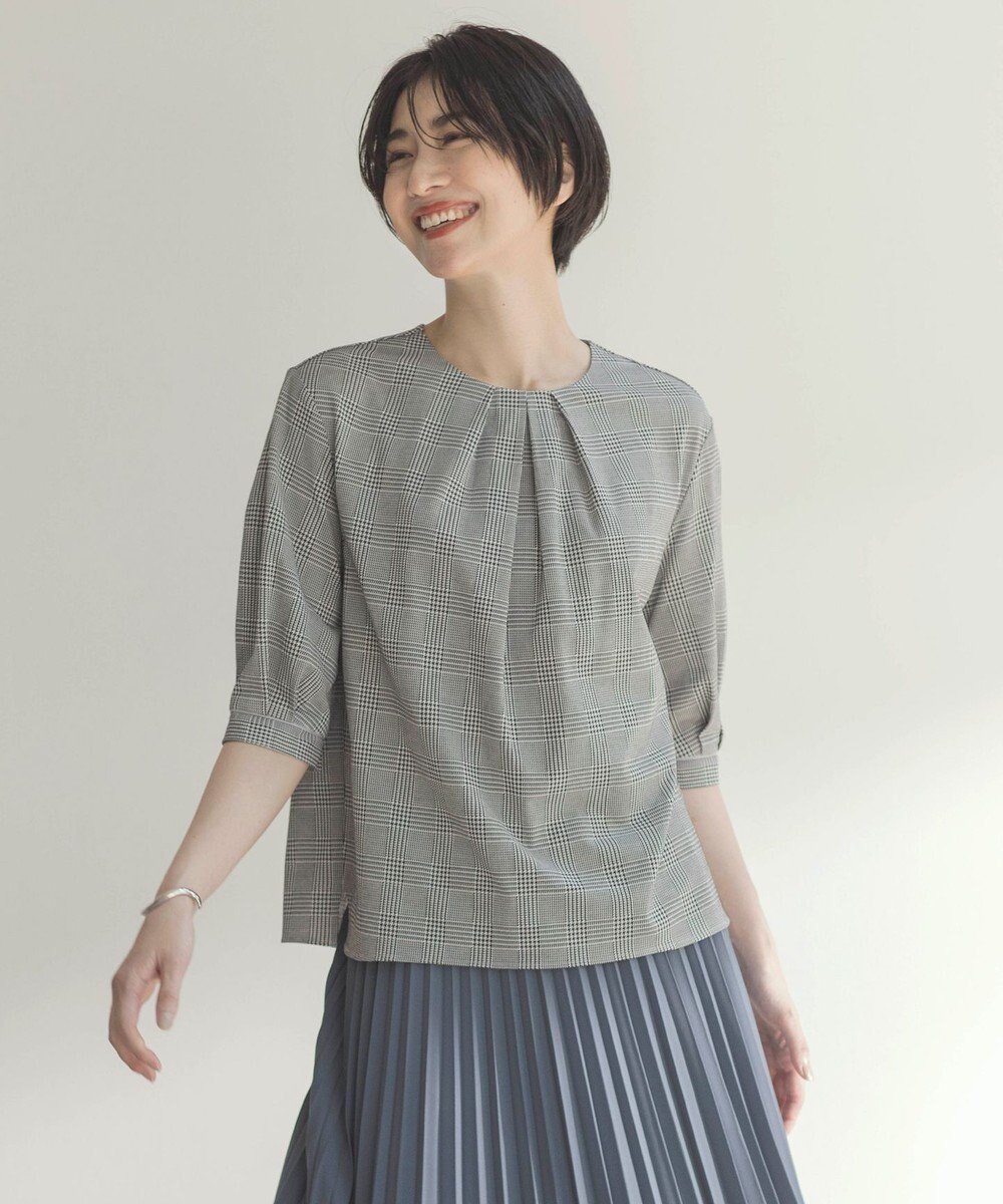 【ジェイ プレス/J.PRESS】のチェックジャージー カットソー 人気、トレンドファッション・服の通販 founy(ファニー) 　ファッション　Fashion　レディースファッション　Fashion for Women　トップス・カットソー　Cut & Sew Tops　シャツ・ブラウス・オフィスカジュアル　Elegant Blouses & Button-Ups　ロングTシャツ・Tシャツ　Longline T-Shirts & Tees　カットソー・ベーシックTシャツ　Cut-and-Sewn Tops / Stretch Tees & Basics　秋　Autumn　カットソー　Cut and Sewn Top　カフス　Cuff Design　クラシカル　Classical, Vintage-Inspired　コンパクト　Compact, Small Size　軽量　Lightweight, Ultra Light　スリット　Slit, Slit Detail　チェック　Check, Plaid, Tartan　ドレープ　Drape, Draping Fabric　パイピング　Piping, Trim Design　パープル　Purple, Violet　A/W・秋冬　Autumn/Winter　エレガント 上品　Elegant　ビジネス 仕事 通勤　Business / Work / Commuting　 other-1|ID: prp329100004688104 ipo3291000000033854017