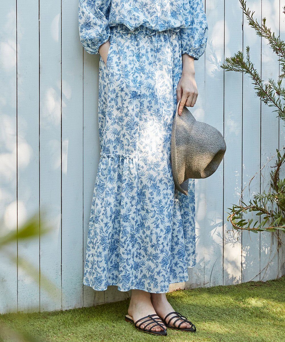 【23区/NIJYUSANKU】の【SLOW/一部店舗限定】ボタニカルプリント スカート インテリア・キッズ・メンズ・レディースファッション・服の通販 founy(ファニー) 　ファッション　Fashion　レディースファッション　Fashion for Women　スカート　Skirts　イエロー　Yellow　春　Spring　カットソー　Cut and Sewn Top　シンプル　Simple, Minimal　セットアップ　Set-Up, Coordinated Outfit　プリント　Print, Printed Pattern　リラックス　Relax, Relaxed Fit　S/S・春夏　SS, Spring/Summer, Warm Season　おすすめ　Recommended / Our Picks　夏　Summer　2024年　2024　2024春夏・S/S　Spring/Summer 2024 SS24　ブルー系5|ID: prp329100004688128 ipo3291000000034685566