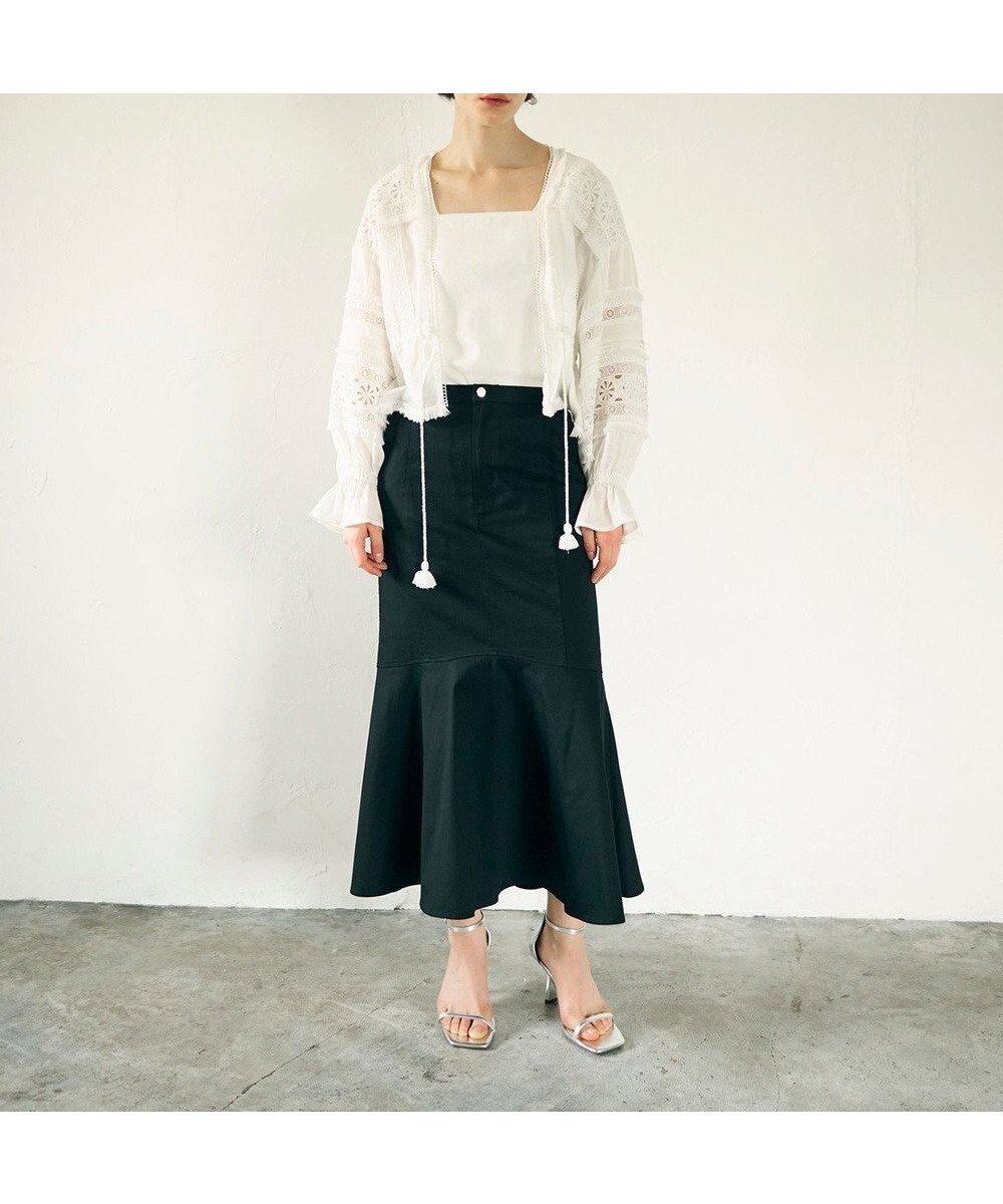 【グレース コンチネンタル/GRACE CONTINENTAL】のミディマーメイドスカート インテリア・キッズ・メンズ・レディースファッション・服の通販 founy(ファニー) 　ファッション　Fashion　レディースファッション　Fashion for Women　スカート　Skirts　エレガント 上品　Elegant　ストレッチ　Stretch, Stretchy Fabric　パターン　Pattern, Design Print　フィット　Fit, Slim Fit　フリル　Frill, Ruffle　フレア　Flare, Flared　マーメイド　Mermaid, Fishtail Silhouette　夏　Summer　春　Spring　S/S・春夏　SS, Spring/Summer, Warm Season　無地　Plain, Solid Color　ブラック|ID: prp329100004688130 ipo3291000000033854303