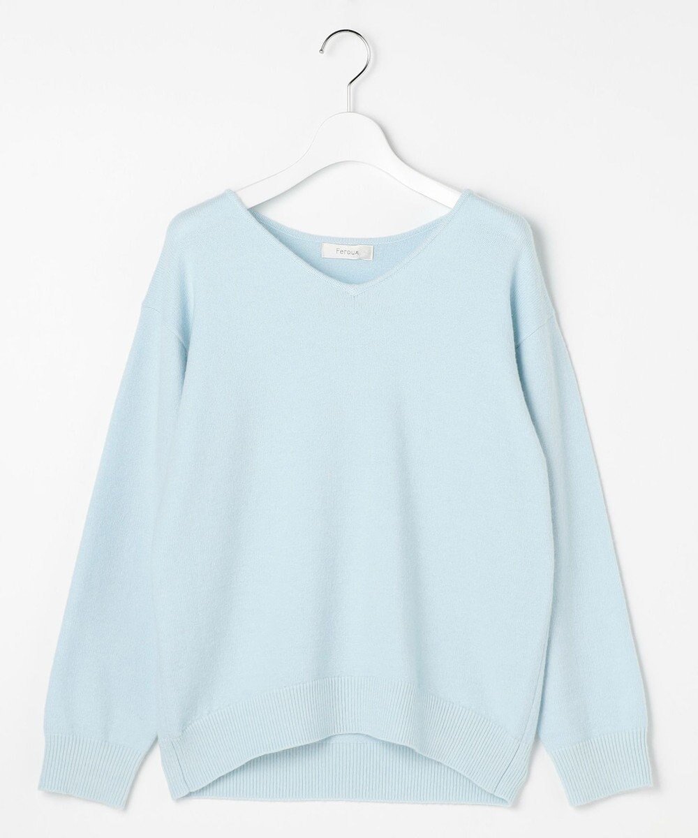 【フェルゥ/Feroux】のVネックニットプルオーバー インテリア・キッズ・メンズ・レディースファッション・服の通販 founy(ファニー) ファッション Fashion レディースファッション Fashion for Women トップス・カットソー Cut & Sew Tops ニット Knit Tops & Sweaters カジュアルプルオーバー・ニットトップス Pullovers & Knit Tops / Casual Pullovers Vネックトップス V-Neck Tops / V-Cut Neckline Shirts アクセサリー Fashion Accessories シンプル Simple, Minimal セーター Sweater, Knitwear ネックレス Necklace, Pendant Necklace フェミニン Feminine, Girly リラックス Relax, Relaxed Fit 冬 Winter / This Winter 春 Spring A/W・秋冬 Autumn/Winter スカイブルー系|ID: prp329100004688153 ipo3291000000033854725