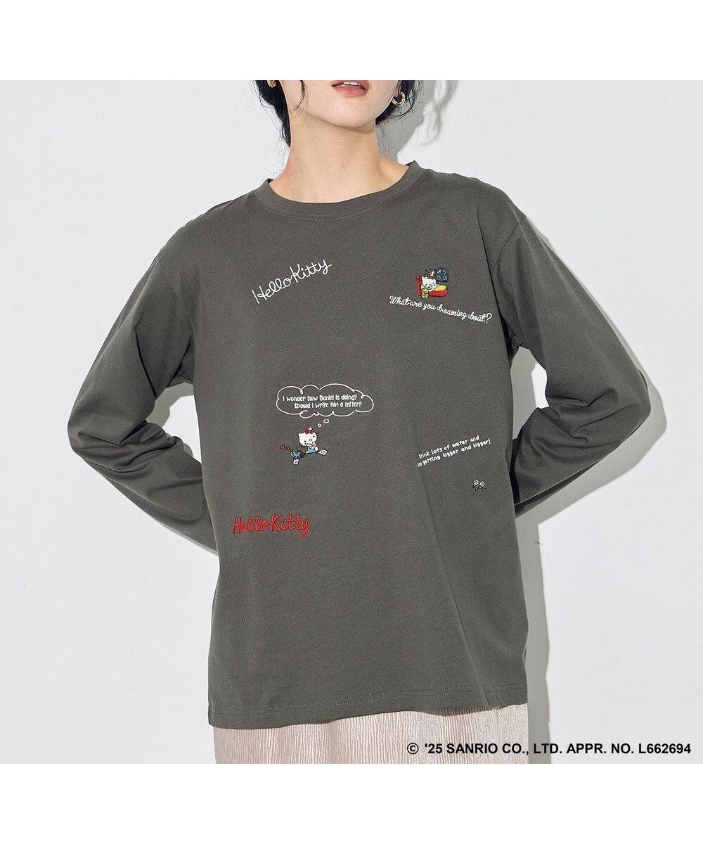 【エニー/ANY】の【ハローキティ×ANY】ロゴTシャツ インテリア・キッズ・メンズ・レディースファッション・服の通販 founy(ファニー) ファッション Fashion レディースファッション Fashion for Women トップス・カットソー Cut & Sew Tops シャツ・ブラウス・オフィスカジュアル Elegant Blouses & Button-Ups ロングTシャツ・Tシャツ Longline T-Shirts & Tees カットソー・ベーシックTシャツ Cut-and-Sewn Tops / Stretch Tees & Basics インナー Innerwear カットソー Cut and Sewn Top ジャケット Jacket, Outerwear デニム Denim, Jeans Material フロント Front, Front Design プリント Print, Printed Pattern ロング Long, Long-Length A/W・秋冬 Autumn/Winter おすすめ Recommended / Our Picks チャコール刺繍|ID: prp329100004688201 ipo3291000000033855118