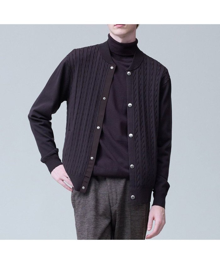 【ジェイ プレス/J.PRESS / MEN】の【ストレッチ / イージーケア】【FLEX YARN】ケーブルニット ブルゾンライク カーディガン インテリア・キッズ・メンズ・レディースファッション・服の通販 founy(ファニー) https://founy.com/ ファッション Fashion メンズファッション Fashion for Men トップス・カットソー Cut & Sew Tops ニット・セーター / 定番トップス Knit Tops & Sweaters カーディガン / 羽織り Cardigans カットソー Cut and Sewn Top カーディガン Cardigan, Knitwear シンプル Simple, Minimal ジャケット Jacket, Outerwear ストレッチ Stretch, Stretchy Fabric ドット Polka Dot, Dot Pattern フィット Fit, Slim Fit フロント Front, Front Design ブルゾン Blouson, Bomber Jacket メタル Metal, Metal Parts レギュラー Regular, Standard Fit A/W・秋冬 Autumn/Winter |ID: prp329100004689625 ipo3291000000034156942