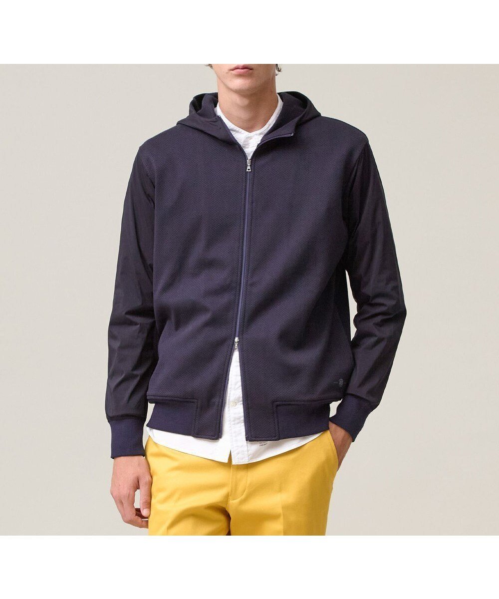 【ジェイ プレス/J.PRESS / MEN】の【接触冷感】【J.PRESS PREMIUM JERSEY】ジャガードリンクス コンビパーカー インテリア・キッズ・メンズ・レディースファッション・服の通販 founy(ファニー) 　ファッション　Fashion　メンズファッション　Fashion for Men　トップス・カットソー　Cut & Sew Tops　パーカー・フーディー / カジュアルコーデ　Hoodies & Parkas　カットソー　Cut and Sewn Top　コンビ　Combo, Combination Style　ストレッチ　Stretch, Stretchy Fabric　バランス　Balance, Style Balance　パーカー　Hoodie, Parka　ブルゾン　Blouson, Bomber Jacket　プレミアム　Premium, High-End　リラックス　Relax, Relaxed Fit　冬　Winter / This Winter　A/W・秋冬　Autumn/Winter　新作・新入荷　New Arrivals / New In　エレガント 上品　Elegant　ネイビー系|ID: prp329100004689628 ipo3291000000033869007