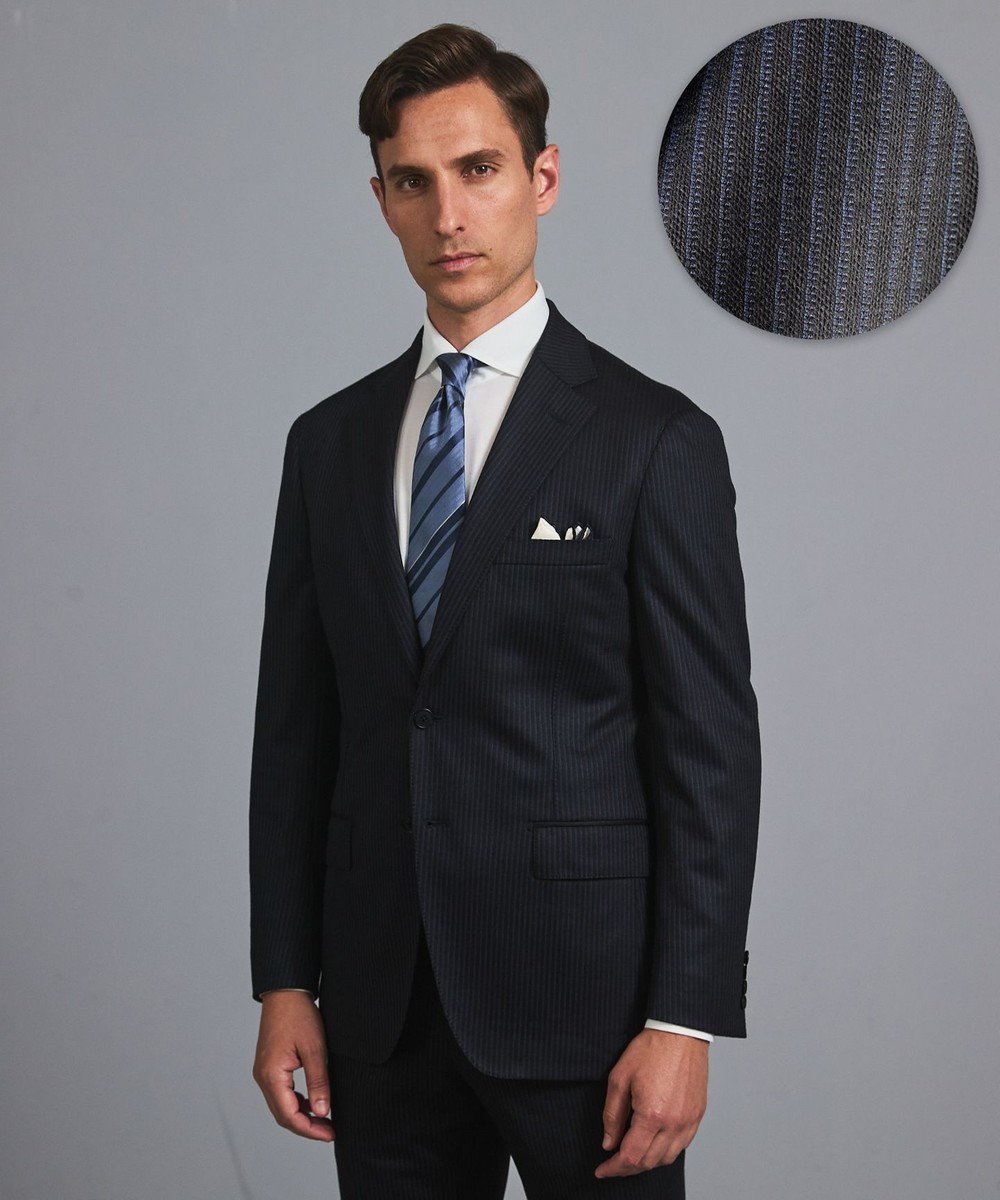 【五大陸/gotairiku / MEN】の新柄/セットアップ対応【洗える/ストレッチ/シワになりにくい】ウォッシャブルジャージー セットアップジャケット_柄(25年モデル) インテリア・キッズ・メンズ・レディースファッション・服の通販 founy(ファニー) 　ファッション　Fashion　メンズファッション　Fashion for Men　アウター　Men's Coats Outerwear　テーラードジャケット　Tailored Jackets & Blazers　シェイプ　Shape, Slim Fit　ジャケット　Jacket, Outerwear　ストレッチ　Stretch, Stretchy Fabric　スーツ　Suit, Formalwear　セットアップ　Set-Up, Coordinated Outfit　メランジ　Melange, Mixed Yarn　レギュラー　Regular, Standard Fit　洗える　Machine Washable　A/W・秋冬　Autumn/Winter　ネイビー×ストライプ|ID: prp329100004689629 ipo3291000000035841828