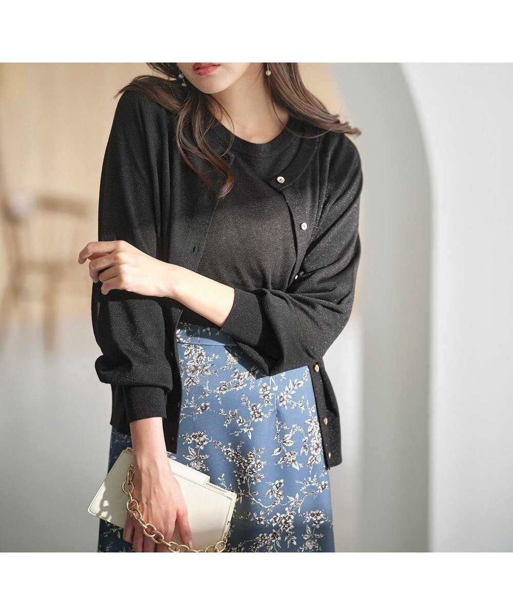 【エニィ スィス/any SiS】の【洗える】ラメ カーディガン インテリア・キッズ・メンズ・レディースファッション・服の通販 founy(ファニー) 　ファッション　Fashion　レディースファッション　Fashion for Women　トップス・カットソー　Cut & Sew Tops　カーディガン・羽織り　Layered Style Cardigans　おすすめ　Recommended / Our Picks　アンサンブル　Ensemble Set　インナー　Innerwear　カーディガン　Cardigan, Knitwear　シンプル　Simple, Minimal　スリーブ　Sleeve, Long Sleeve / Short Sleeve　トレンド　Trend, Trending Now　洗える　Machine Washable　A/W・秋冬　Autumn/Winter　羽織　Haori, Light Jacket　ブラック|ID: prp329100004689674 ipo3291000000034921667