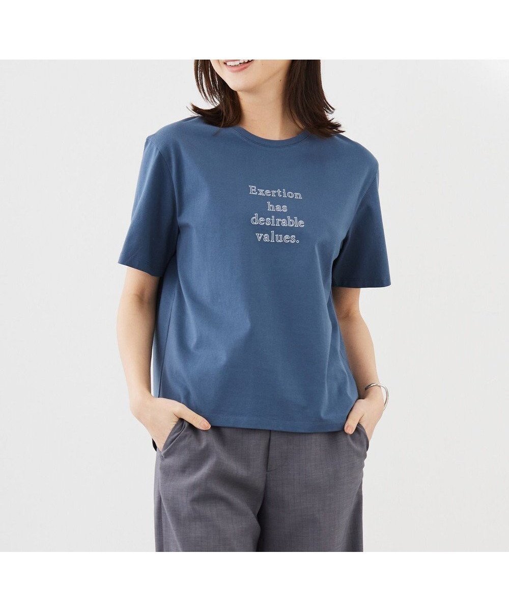 【ジェイ プレス/J.PRESS】のロゴTシャツ インテリア・キッズ・メンズ・レディースファッション・服の通販 founy(ファニー) 　ファッション　Fashion　レディースファッション　Fashion for Women　トップス・カットソー　Cut & Sew Tops　シャツ・ブラウス・オフィスカジュアル　Elegant Blouses & Button-Ups　ロングTシャツ・Tシャツ　Longline T-Shirts & Tees　カットソー・ベーシックTシャツ　Cut-and-Sewn Tops / Stretch Tees & Basics　オレンジ　Orange　春　Spring　カットソー　Cut and Sewn Top　シルケット　Silket, Silky Cotton　シンプル　Simple, Minimal　ボトム　Bottoms, Lower Wear　ボーダー　Border, Stripe　無地　Plain, Solid Color　S/S・春夏　SS, Spring/Summer, Warm Season　夏　Summer　ダルブルー系|ID: prp329100004689681 ipo3291000000033869332