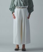 【ムーク/muuc】の〈心地よいコットン・シアサッカー生地〉筆記帳刺繍ベルトデザイン切り替え 後ろゴム有り フレアーパンツ ホワイト|ID: prp329100004691535 ipo3291000000034424207