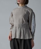 【ムーク/muuc】の〈高品質ベルギーリネン100%〉〈通年着られる〉カットジャカード生地デザイン袖 クラシカルシルエットのブラウス ベージュグレー|ID: prp329100004691539 ipo3291000000034424213