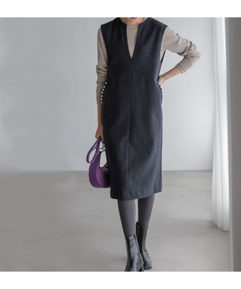 【組曲/KUMIKYOKU】の【ご好評につき追加販売 / WEB限定】ミドルジャージー ジャンパースカート 人気、トレンドファッション・服の通販 founy(ファニー) 　ファッション　Fashion　レディースファッション　Fashion for Women　スカート　Skirts　コクーン　Cocoon, Cocoon Silhouette　スリット　Slit, Slit Detail　パターン　Pattern, Design Print　パール　Pearl, Pearl Accent　ポケット　Pocket, Pocket Detail　ミドル　Middle Length, Mid Height　ロング　Long, Long-Length　A/W・秋冬　Autumn/Winter　 other-1|ID: prp329100004691590 ipo3291000000034105310