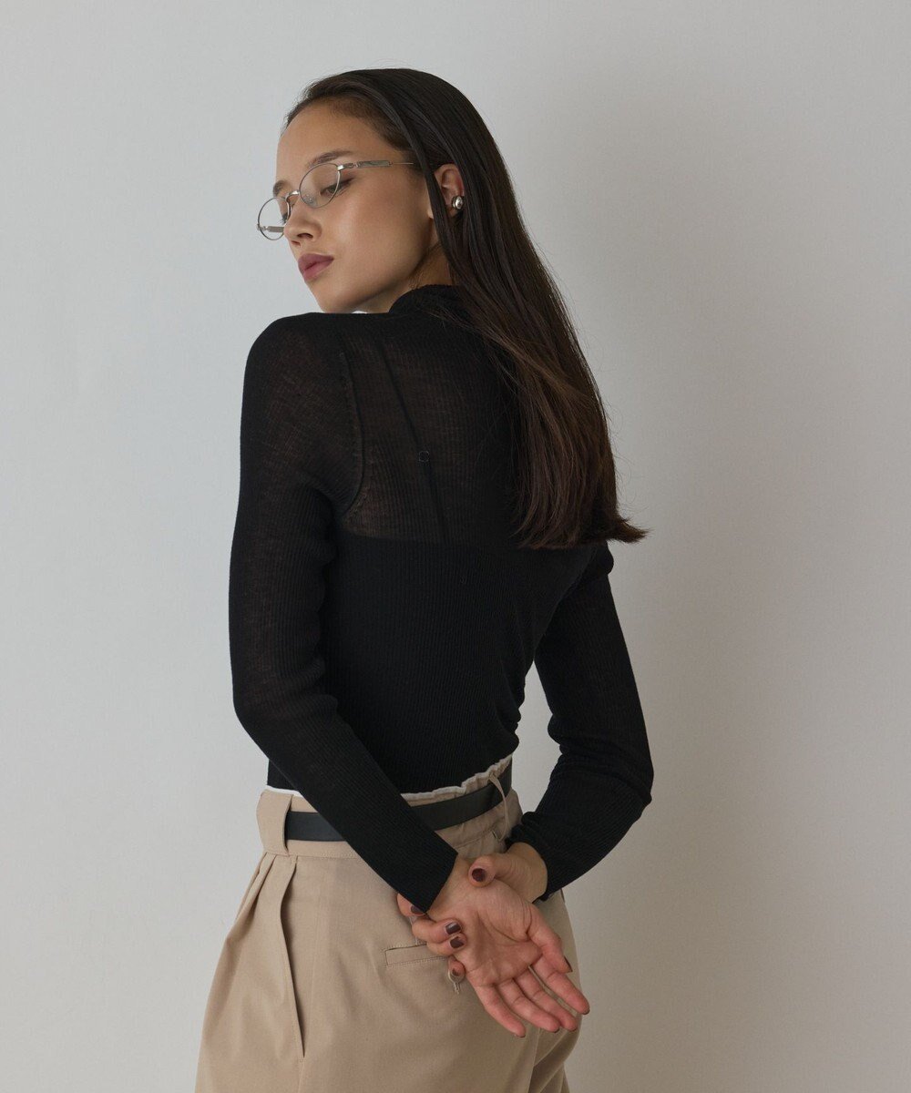 【グレース コンチネンタル/GRACE CONTINENTAL】のシアーリブニットトップ インテリア・キッズ・メンズ・レディースファッション・服の通販 founy(ファニー) 　ファッション　Fashion　レディースファッション　Fashion for Women　トップス・カットソー　Cut & Sew Tops　ニット　Knit Tops & Sweaters　新作・新入荷　New Arrivals / New In　おすすめ　Recommended / Our Picks　シアー　Sheer, See-Through　シンプル　Simple, Minimal　ジャケット　Jacket, Outerwear　今季　This Season, Current Season　A/W・秋冬　Autumn/Winter　ブラック|ID: prp329100004691593 ipo3291000000033879227