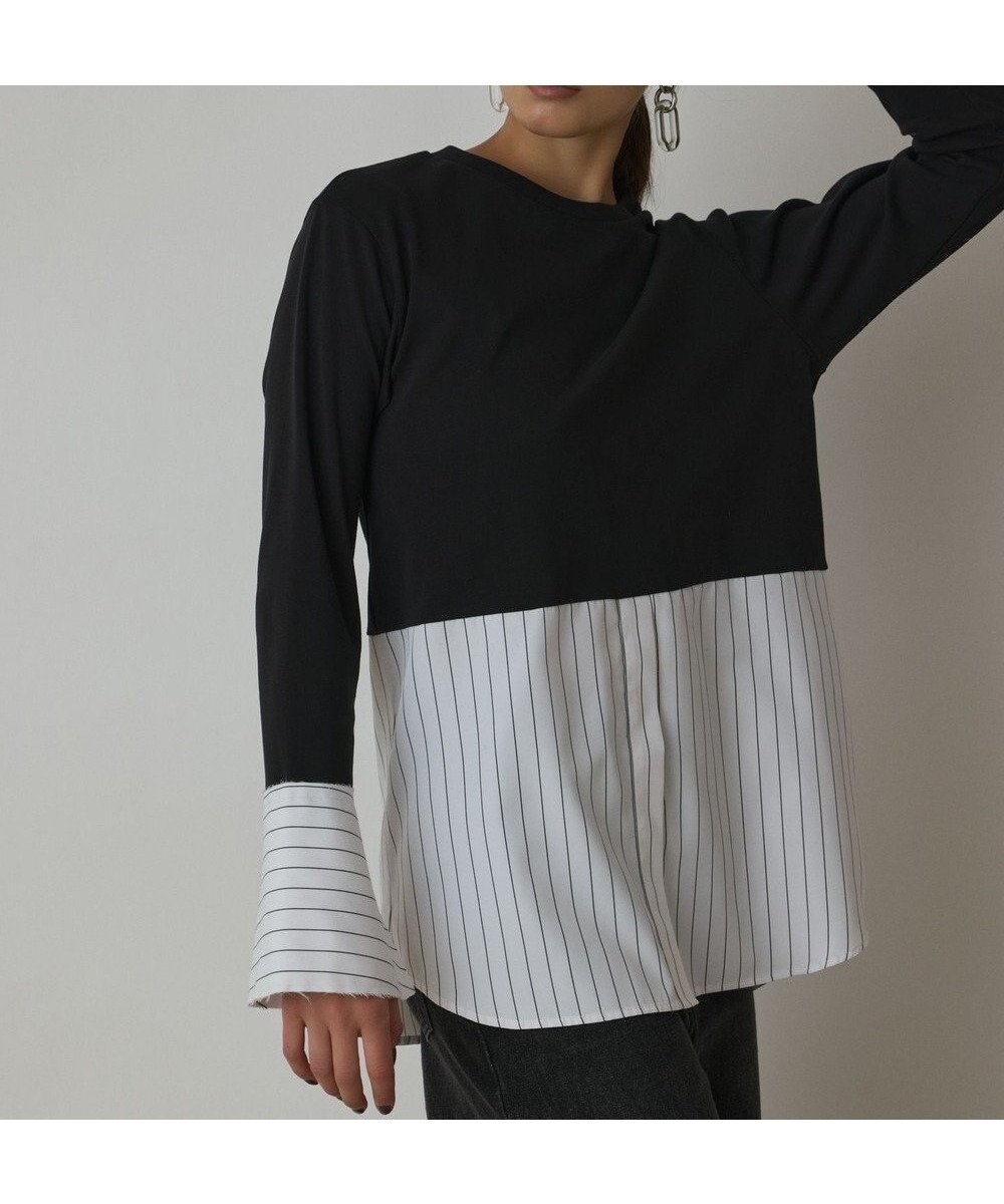【グレース コンチネンタル/GRACE CONTINENTAL】のレイヤードカットトップ インテリア・キッズ・メンズ・レディースファッション・服の通販 founy(ファニー) 　ファッション　Fashion　レディースファッション　Fashion for Women　トップス・カットソー　Cut & Sew Tops　シャツ・ブラウス・オフィスカジュアル　Elegant Blouses & Button-Ups　ロングTシャツ・Tシャツ　Longline T-Shirts & Tees　カットソー・ベーシックTシャツ　Cut-and-Sewn Tops / Stretch Tees & Basics　新作・新入荷　New Arrivals / New In　インナー　Innerwear　カットソー　Cut and Sewn Top　切替　Switching, Contrast Panel　A/W・秋冬　Autumn/Winter　ブラック|ID: prp329100004691611 ipo3291000000033879279