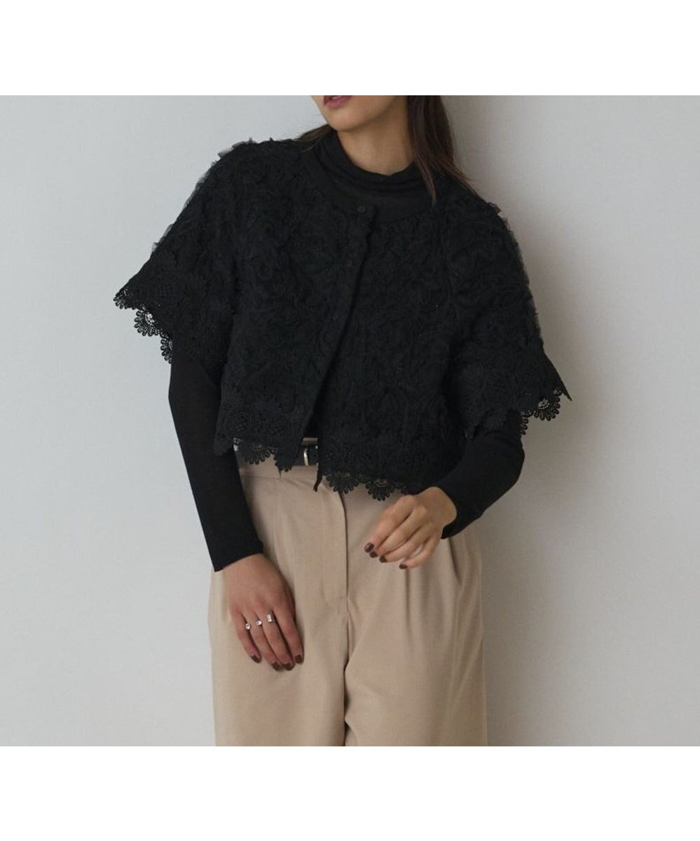 【グレース コンチネンタル/GRACE CONTINENTAL】のフラワー刺繍ニットカーディガン インテリア・キッズ・メンズ・レディースファッション・服の通販 founy(ファニー) 　ファッション　Fashion　レディースファッション　Fashion for Women　トップス・カットソー　Cut & Sew Tops　ニット　Knit Tops & Sweaters　カーディガン・羽織り　Layered Style Cardigans　新作・新入荷　New Arrivals / New In　カーディガン　Cardigan, Knitwear　ケミカル　Chemical, Chemical Wash　ショート　Short, Short Length　スカラップ　Scallop, Scalloped Edge　チュール　Tulip, Tulip Motif　バランス　Balance, Style Balance　フラワー　Flower, Floral　レース　Lace, Lace Fabric　今季　This Season, Current Season　夏　Summer　A/W・秋冬　Autumn/Winter　ブラック|ID: prp329100004691612 ipo3291000000033879282