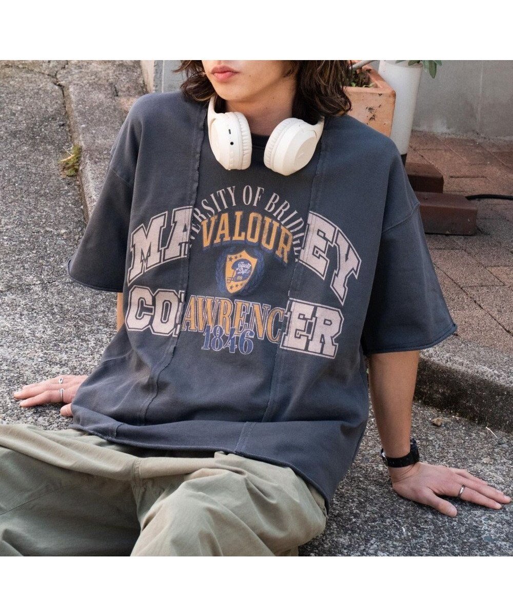 【ウィゴー/WEGO】の【ユニセックス着用ITEM/MLサイズ展開】ドッキングカレッジスウェT(SS) インテリア・キッズ・メンズ・レディースファッション・服の通販 founy(ファニー) 　ファッション　Fashion　レディースファッション　Fashion for Women　トップス・カットソー　Cut & Sew Tops　レディースパーカー・カジュアルフーディー　Casual Hoodies & Sweatshirts　スウェット・クルーネックトップス　Sweatshirts & Crewnecks / Relaxed Fit Sweat Tops　春　Spring　カーゴパンツ　Cargo Pants, Utility Pants　スウェット / スエット　Sweatshirt, Sweatwear　スマホ　Smartphone, Mobile Device　スラックス　Slacks, Dress Pants　ダメージ　Distressed, Destroyed　デニム　Denim, Jeans Material　ドッキング　Docking, Mixed Material　定番　Standard, Basic Item　プリント　Print, Printed Pattern　半袖　Short Sleeve, Half Sleeve　リメイク　Remake, Reconstructed　リラックス　Relax, Relaxed Fit　ルーズ　Loose, Oversized　S/S・春夏　SS, Spring/Summer, Warm Season　おすすめ　Recommended / Our Picks　夏　Summer　スミクロ|ID: prp329100004691650 ipo3291000000034442660