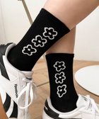 【ウィゴー/WEGO】の手書き風3連フラワーソックス ブラック|ID: prp329100004691690 ipo3291000000033879661