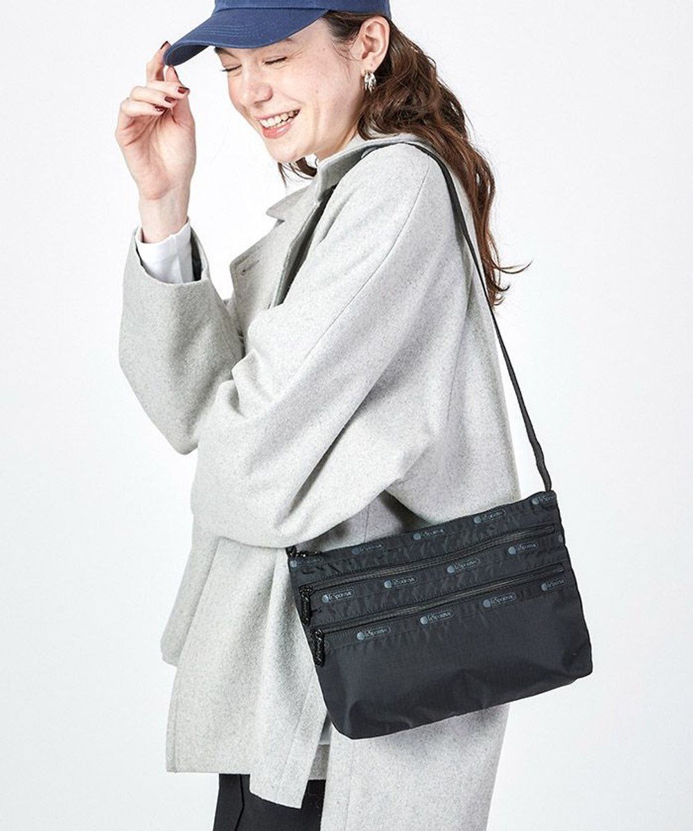 【レスポートサック/LeSportsac】のQUINN BAG/リサイクルドブラックJP 人気、トレンドファッション・服の通販 founy(ファニー) 　ファッション　Fashion　レディースファッション　Fashion for Women　コンパクト　Compact, Small Size　軽量　Lightweight, Ultra Light　ショルダー　Shoulder, Shoulder Strap　シンプル　Simple, Minimal　ジップ　Zip, Zipper　人気　Popular, Best Seller　プリント　Print, Printed Pattern　ポケット　Pocket, Pocket Detail　無地　Plain, Solid Color　おすすめ　Recommended / Our Picks　ビジネス 仕事 通勤　Business / Work / Commuting　 other-1|ID: prp329100004691728 ipo3291000000033879894