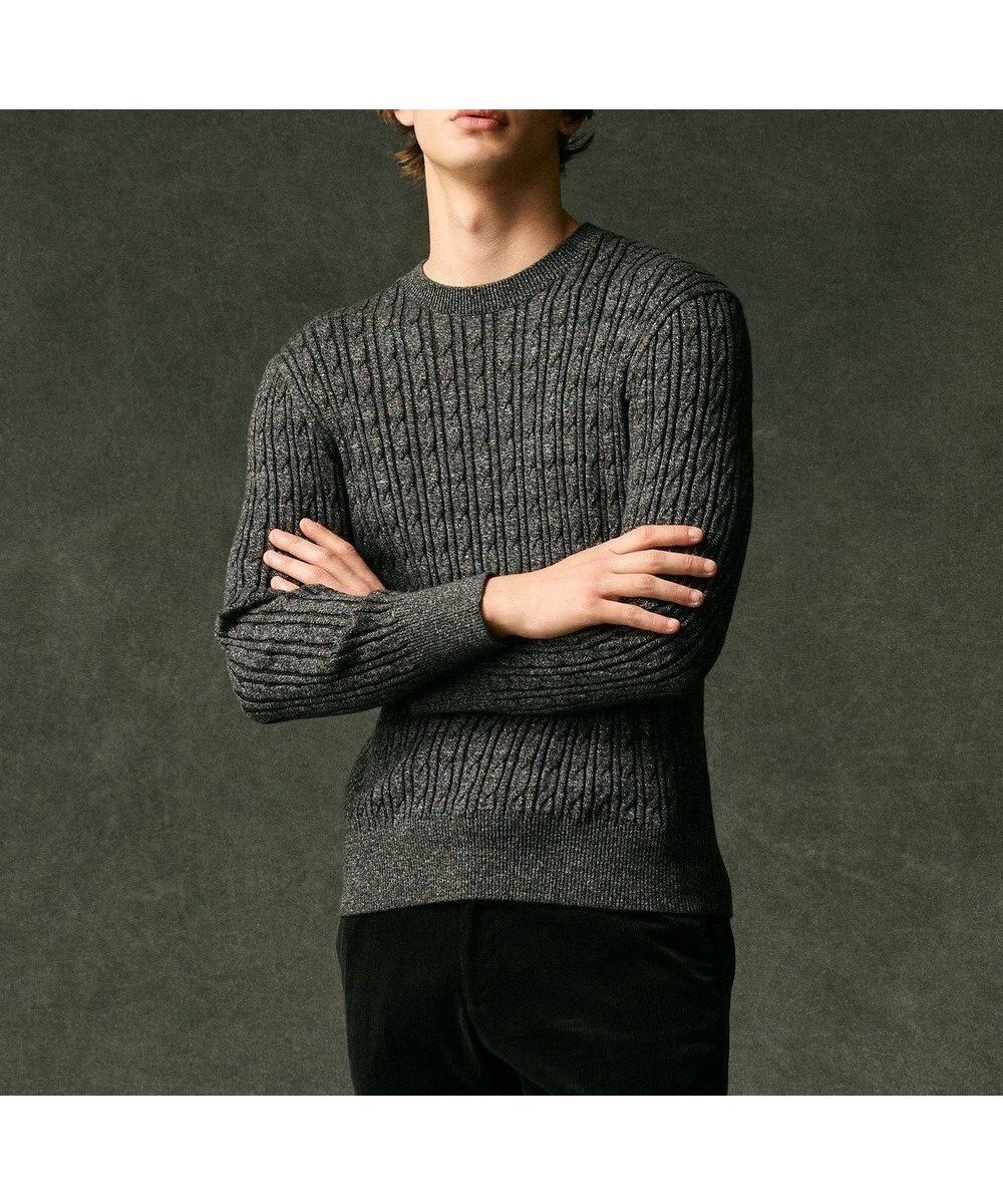 【ジョセフ アブード/JOSEPH ABBOUD / MEN】の【オリジナルオーガニックコットン使用/サスティナブル】JOE COTTONケーブル クルーネックセーター インテリア・キッズ・メンズ・レディースファッション・服の通販 founy(ファニー) 　ファッション　Fashion　メンズファッション　Fashion for Men　トップス・カットソー　Cut & Sew Tops　ニット・セーター / 定番トップス　Knit Tops & Sweaters　新作・新入荷　New Arrivals / New In　おすすめ　Recommended / Our Picks　ストレッチ　Stretch, Stretchy Fabric　セーター　Sweater, Knitwear　A/W・秋冬　Autumn/Winter　グレー系|ID: prp329100004691732 ipo3291000000033879913