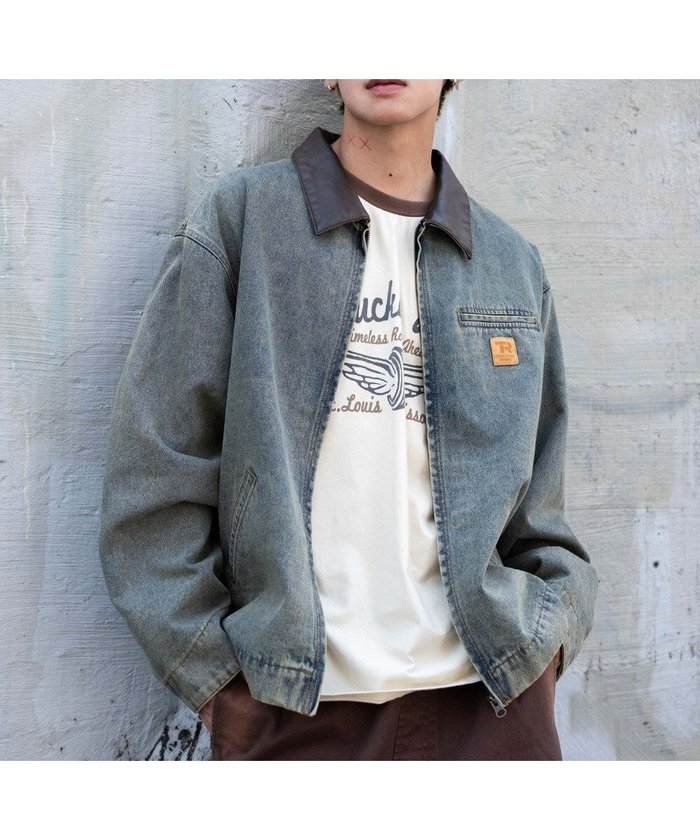 【ウィゴー/WEGO / MEN】の【25年秋冬新作/MLサイズ展開】ワーカーズZIPジャケット インテリア・キッズ・メンズ・レディースファッション・服の通販 founy(ファニー) https://founy.com/ ファッション Fashion メンズファッション Fashion for Men アウター Men's Coats Outerwear ブルゾンジャケット / カジュアルアウター Bomber Jackets & Blousons ヴィンテージ Vintage Style 秋 Autumn 切替 Switching, Contrast Panel ジャケット Jacket, Outerwear スウェット / スエット Sweatshirt, Sweatwear スマホ Smartphone, Mobile Device デニム Denim, Jeans Material 長袖 Long Sleeve, Full Sleeve バランス Balance, Style Balance ブルゾン Blouson, Bomber Jacket 無地 Plain, Solid Color リアル Real, Realistic ルーズ Loose, Oversized ワーク Workwear, Utility Style 冬 Winter / This Winter A/W・秋冬 Autumn/Winter |ID: prp329100004691760 ipo3291000000033880018