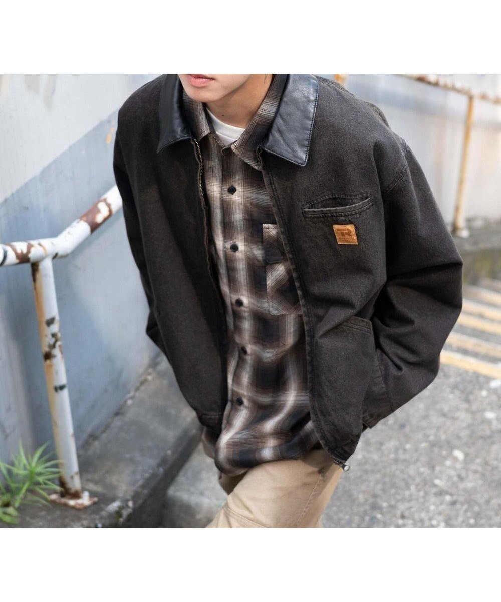【ウィゴー/WEGO / MEN】の【25年秋冬新作/MLサイズ展開】ワーカーズZIPジャケット インテリア・キッズ・メンズ・レディースファッション・服の通販 founy(ファニー) 　ファッション　Fashion　メンズファッション　Fashion for Men　アウター　Men's Coats Outerwear　ブルゾンジャケット / カジュアルアウター　Bomber Jackets & Blousons　ヴィンテージ　Vintage Style　秋　Autumn　切替　Switching, Contrast Panel　ジャケット　Jacket, Outerwear　スウェット / スエット　Sweatshirt, Sweatwear　スマホ　Smartphone, Mobile Device　デニム　Denim, Jeans Material　長袖　Long Sleeve, Full Sleeve　バランス　Balance, Style Balance　ブルゾン　Blouson, Bomber Jacket　無地　Plain, Solid Color　リアル　Real, Realistic　ルーズ　Loose, Oversized　ワーク　Workwear, Utility Style　冬　Winter / This Winter　A/W・秋冬　Autumn/Winter　デニムブラックソノタ|ID: prp329100004691760 ipo3291000000033880022