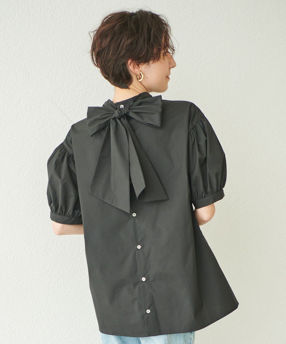 【ハッシュニュアンス/#Newans】の【ANSWER for コンサバフェミニン】マルチウェイビッグリボンブラウス インテリア・キッズ・メンズ・レディースファッション・服の通販 founy(ファニー) ファッション Fashion レディースファッション Fashion for Women トップス・カットソー Cut & Sew Tops シャツ・ブラウス・オフィスカジュアル Elegant Blouses & Button-Ups 春 Spring サテン Satin, Glossy Fabric ストレッチ Stretch, Stretchy Fabric デニム Denim, Jeans Material なめらか Smooth, Silky Texture フェミニン Feminine, Girly ブロード Broadcloth, Fine Cotton 半袖 Short Sleeve, Half Sleeve リボン Ribbon, Bow S/S・春夏 SS, Spring/Summer, Warm Season 夏 Summer エレガント 上品 Elegant ブラック系|ID: prp329100004691793 ipo3291000000034258280