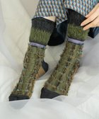 【コキュウ/COQ】の【新色追加/日本製/リバーシブル/ファー/23-25cm】BLOCK FLAG ソックス カーキ|ID: prp329100004691841 ipo3291000000033880355