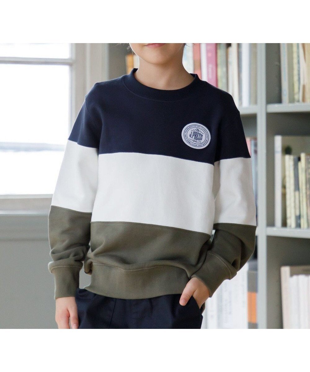 【ジェイ プレス/J.PRESS / KIDS】の【100-130cm】COMBI トリコロール トレーナー インテリア・キッズ・メンズ・レディースファッション・服の通販 founy(ファニー) 　ファッション　Fashion　キッズファッション　Fashion for Kids　トップス・カットソー　Cut & Sew Tops　スウェット / スエット　Sweatshirt, Sweatwear　スマホ　Smartphone, Mobile Device　トレンド　Trend, Trending Now　トレーナー　Sweatshirt, Trainer　定番　Standard, Basic Item　人気　Popular, Best Seller　冬　Winter / This Winter　A/W・秋冬　Autumn/Winter　ネイビー系2|ID: prp329100004693099 ipo3291000000033886584