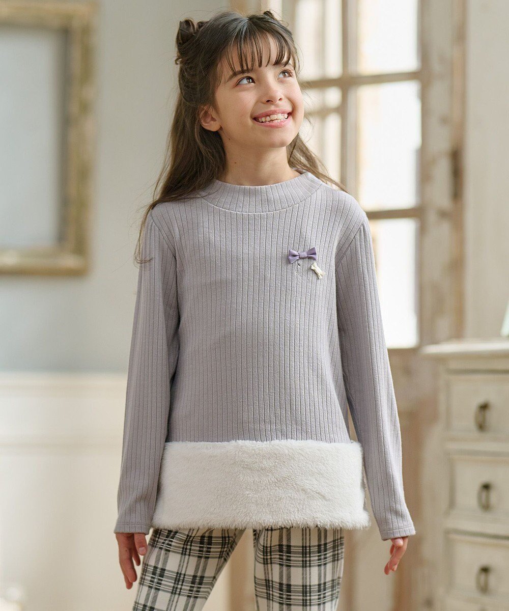 【組曲 / KIDS/KUMIKYOKU】の【110-140㎝】ファー トレーナー インテリア・キッズ・メンズ・レディースファッション・服の通販 founy(ファニー) 　ファッション　Fashion　キッズファッション　Fashion for Kids　トップス・カットソー　Cut & Sew Tops　カットソー　Cut and Sewn Top　ショート　Short, Short Length　シンプル　Simple, Minimal　トレーナー　Sweatshirt, Trainer　リボン　Ribbon, Bow　冬　Winter / This Winter　夏　Summer　春　Spring　S/S・春夏　SS, Spring/Summer, Warm Season　ライトグレー系|ID: prp329100004693111 ipo3291000000034347653