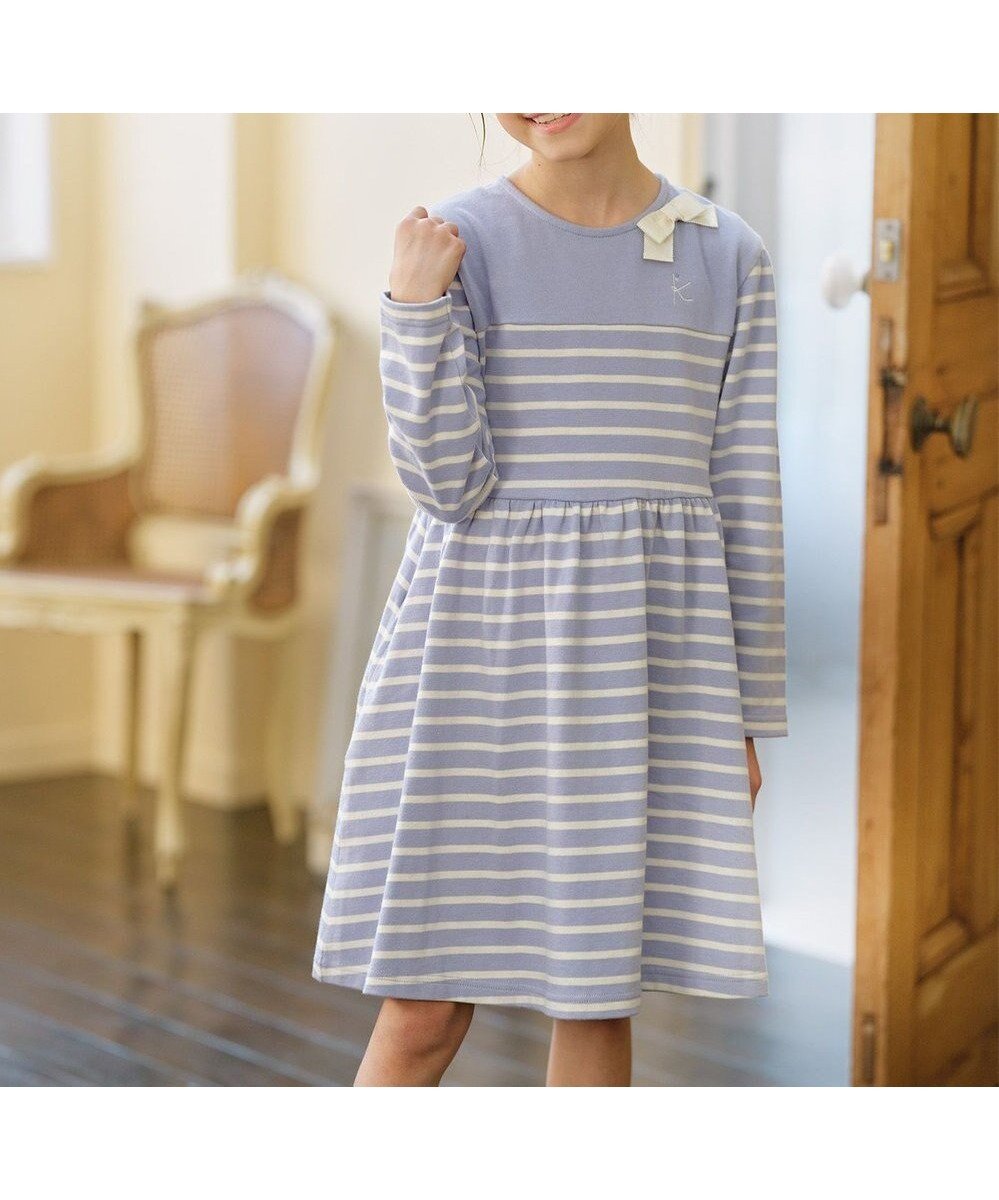 【組曲 / KIDS/KUMIKYOKU】の【110-140㎝】ボーダー ワンピース インテリア・キッズ・メンズ・レディースファッション・服の通販 founy(ファニー) ファッション Fashion キッズファッション Fashion for Kids ワンピース Dresses ボーダー Border, Stripe 夏 Summer 春 Spring S/S・春夏 SS, Spring/Summer, Warm Season サックスブルー系1|ID: prp329100004693114 ipo3291000000034424896