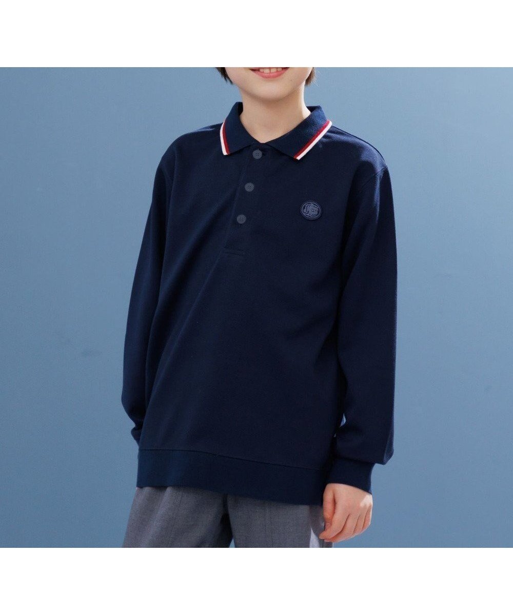 【ジェイ プレス/J.PRESS / KIDS】の【100-130cm】リブライン ポロシャツ インテリア・キッズ・メンズ・レディースファッション・服の通販 founy(ファニー) 　ファッション　Fashion　キッズファッション　Fashion for Kids　トップス・カットソー　Cut & Sew Tops　クラシック　Classic, Timeless Style　スマホ　Smartphone, Mobile Device　トレンド　Trend, Trending Now　定番　Standard, Basic Item　人気　Popular, Best Seller　長袖　Long Sleeve, Full Sleeve　ポロシャツ　Polo Shirt, Collared Tee　A/W・秋冬　Autumn/Winter　冬　Winter / This Winter　エレガント 上品　Elegant　2025年　2025　2025-2026秋冬・A/W　Autumn/Winter 2025–26 AW25–26　ネイビー系|ID: prp329100004693122 ipo3291000000033886652